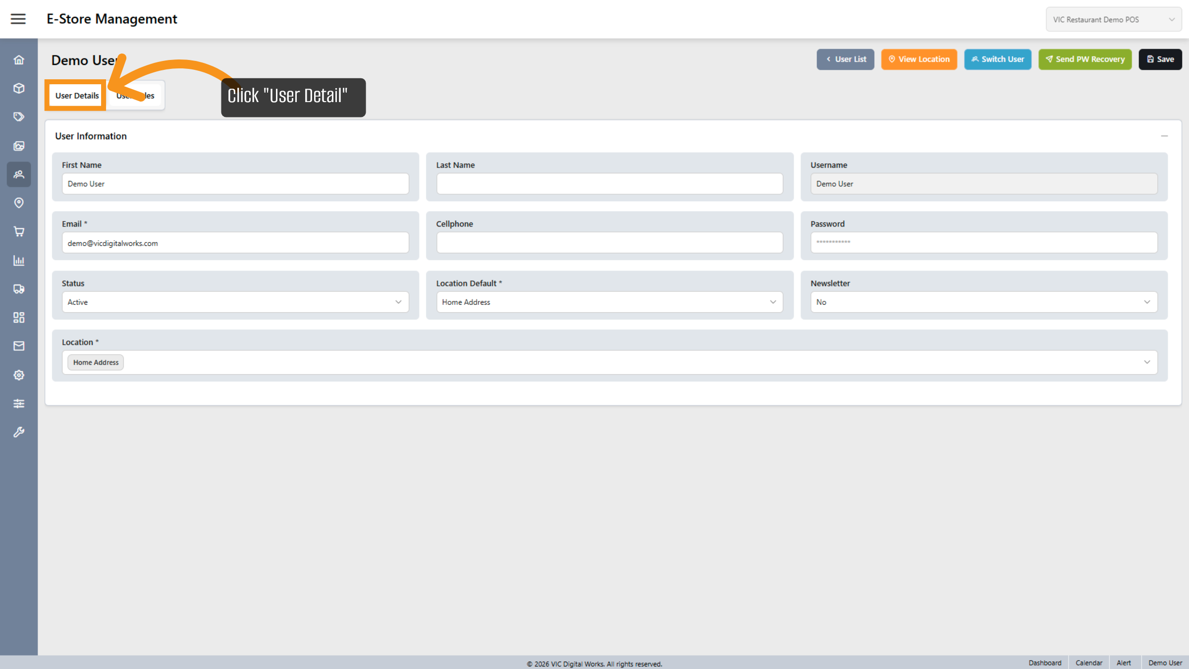 Open User Detail Tab