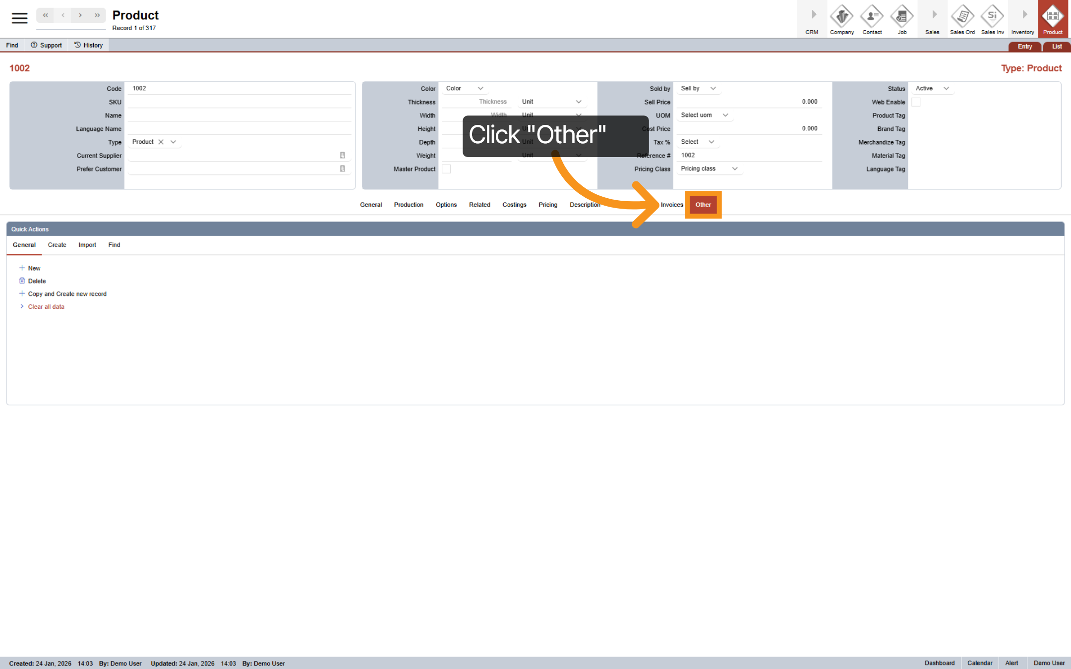Product Quick Actions
