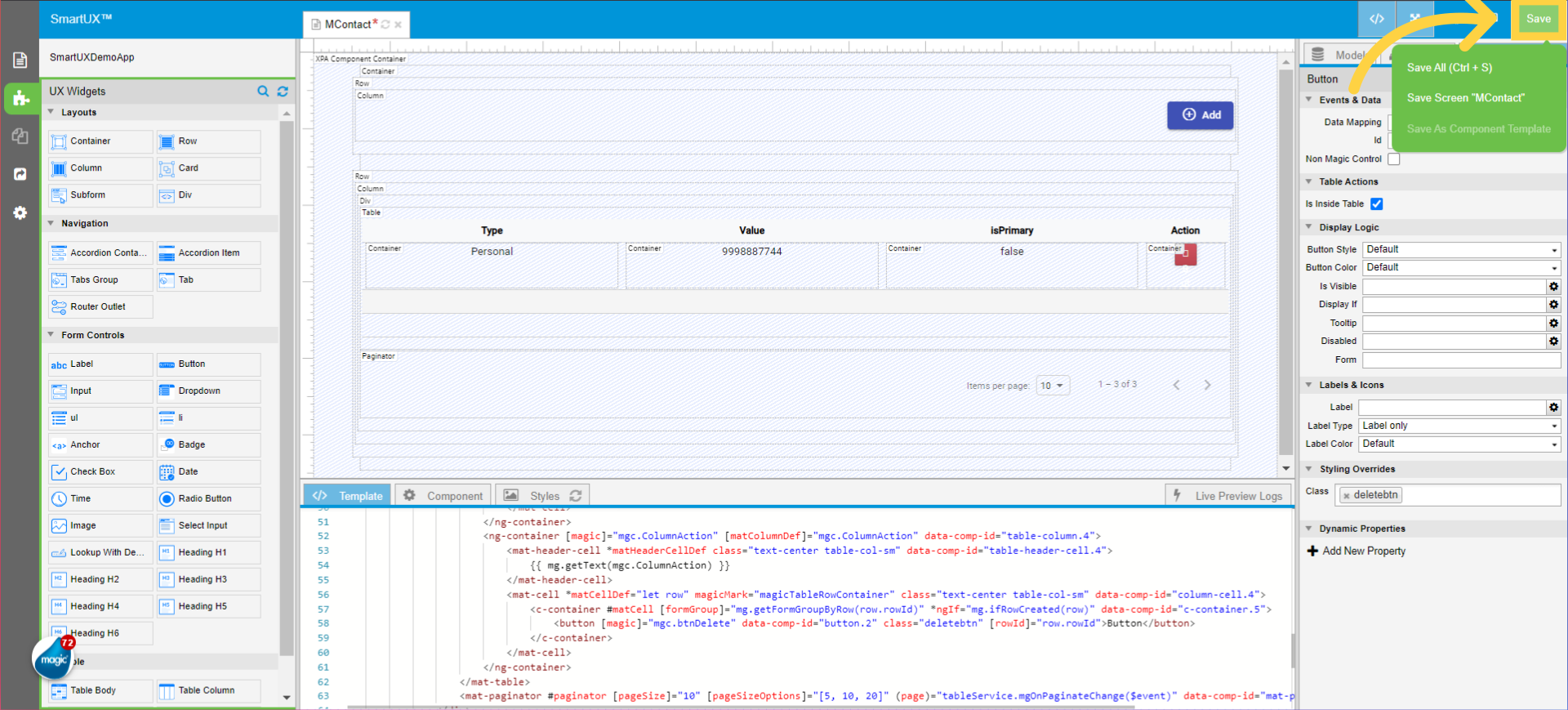 Save all the actions performed