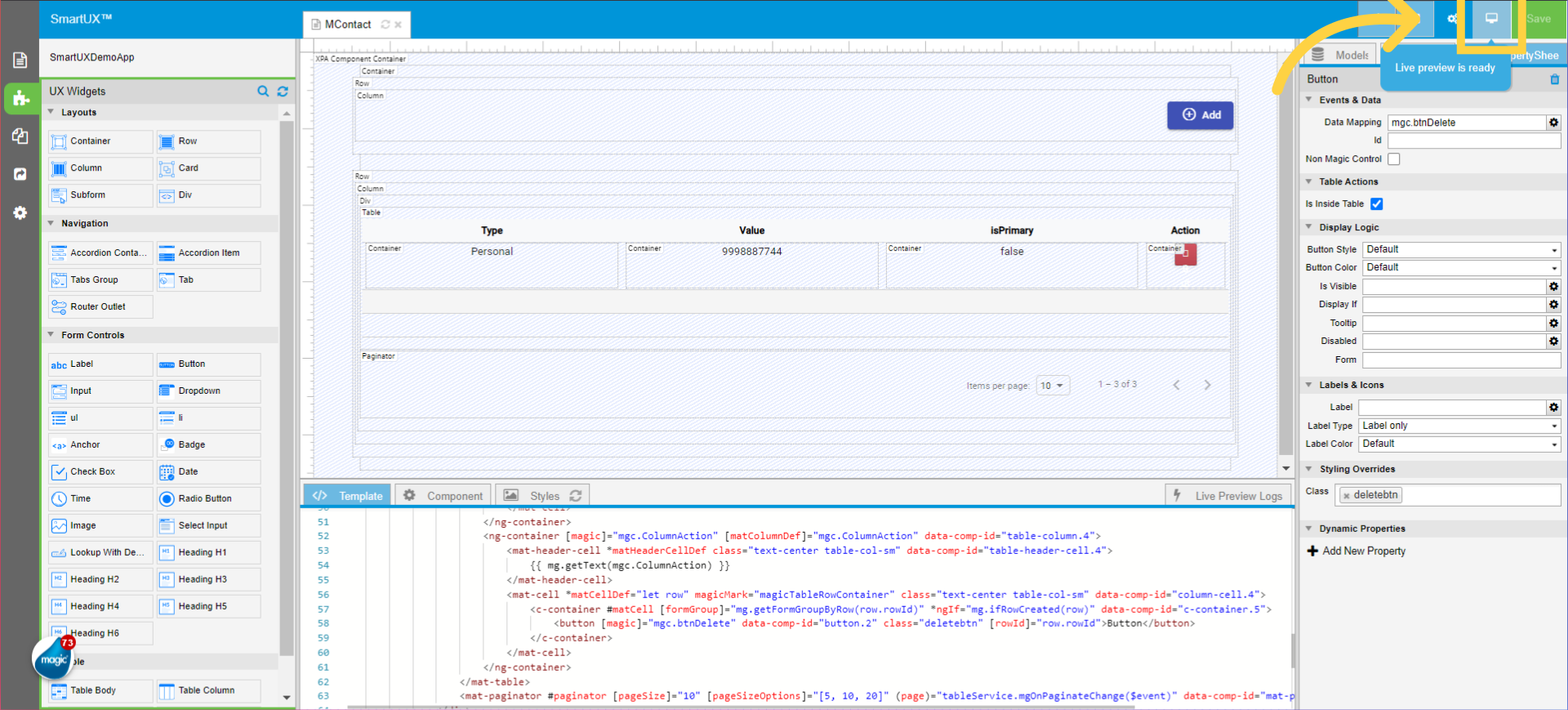 Enter in Live Preview