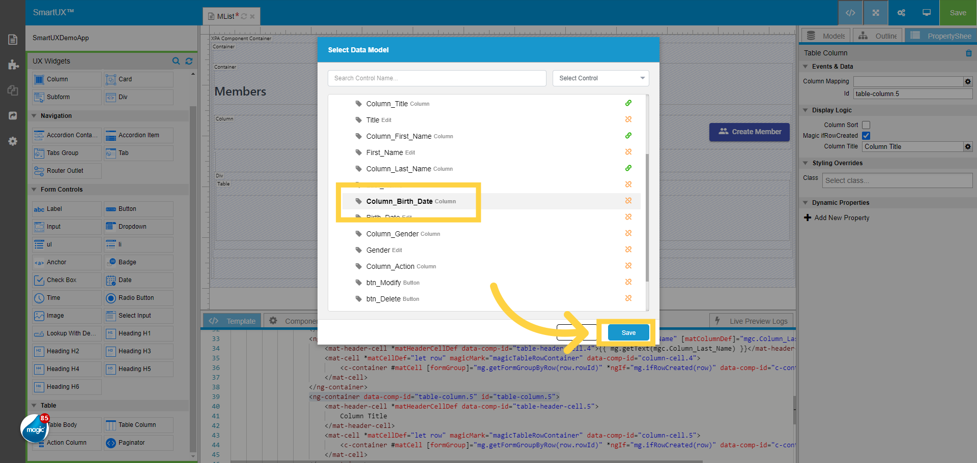Column Mapping 'Column_Birth_Date'