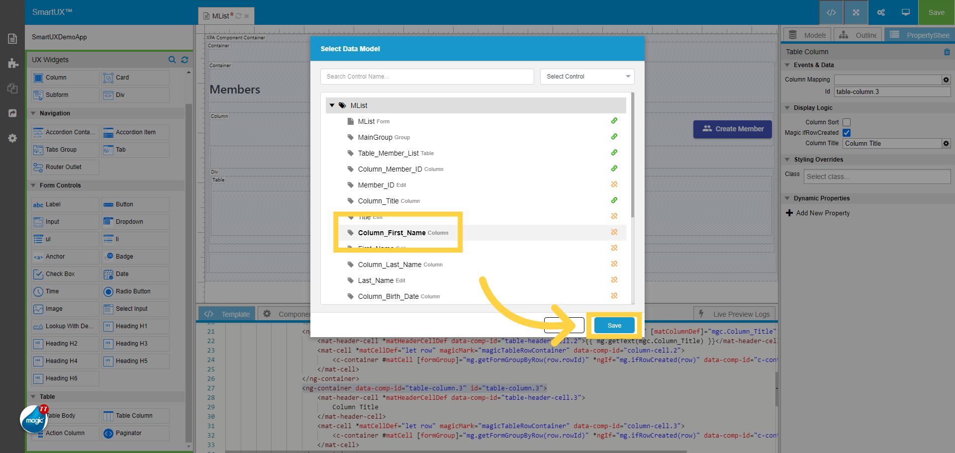 Column Mapping 'Column_First_Name'