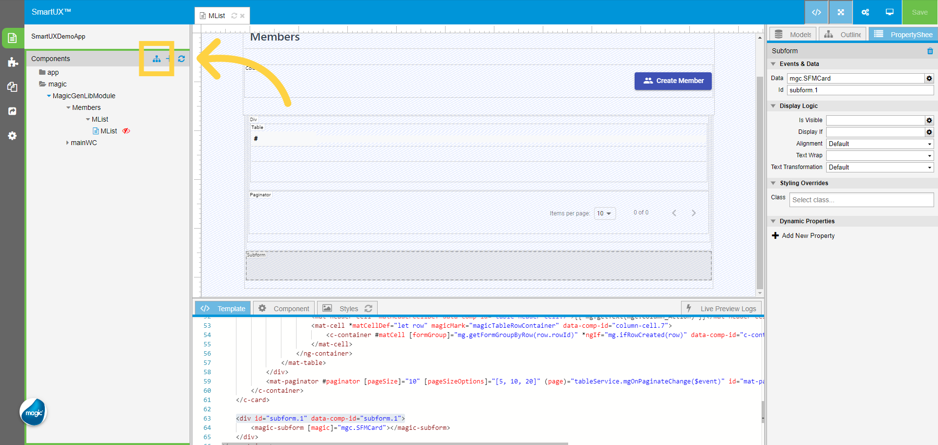 Add Route for the Member List Component (MList)