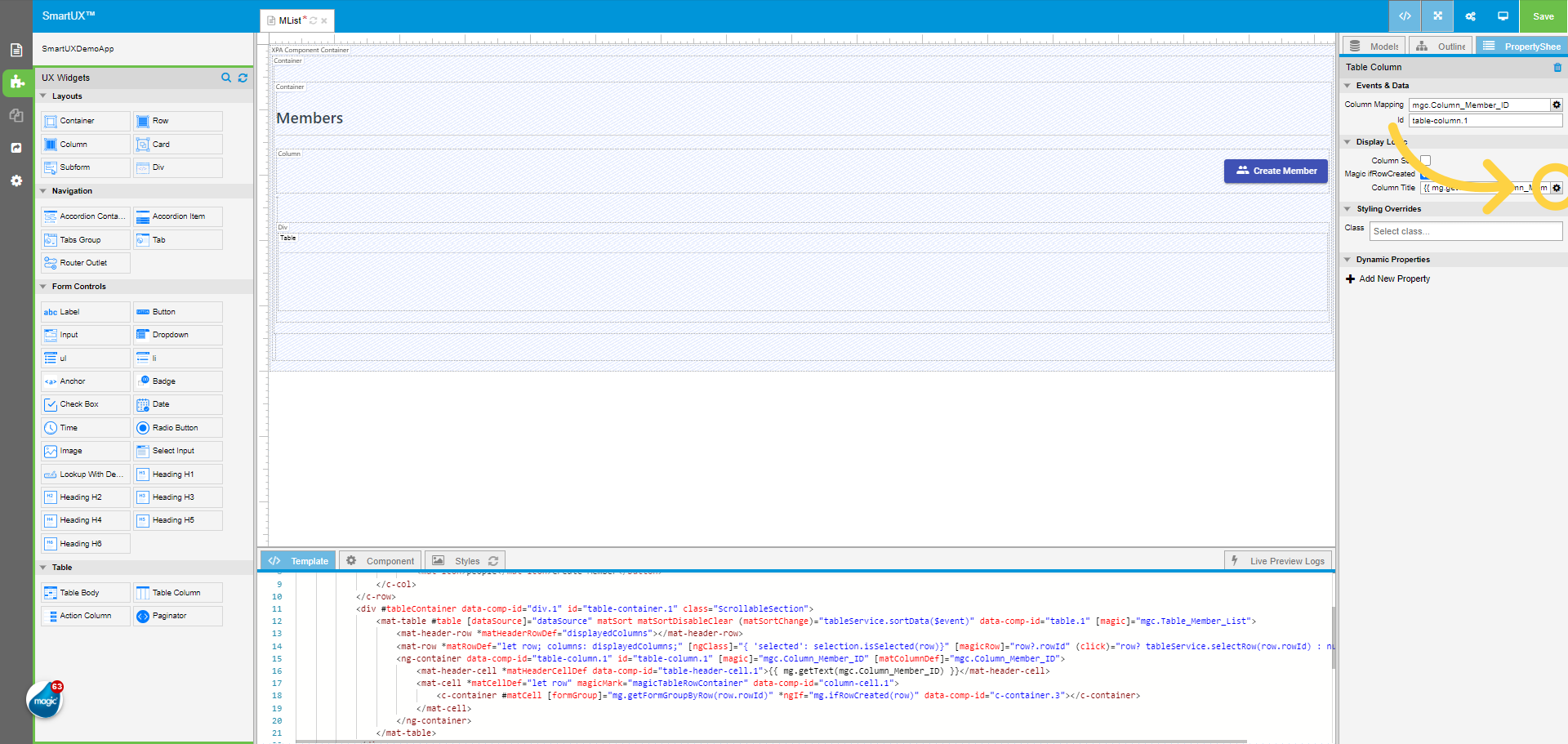 Changing the Column Title Property