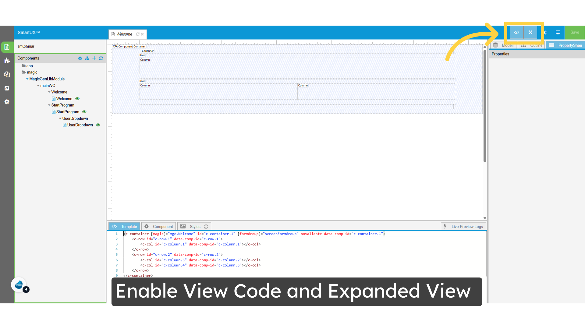 Enable View Code and Expanded View