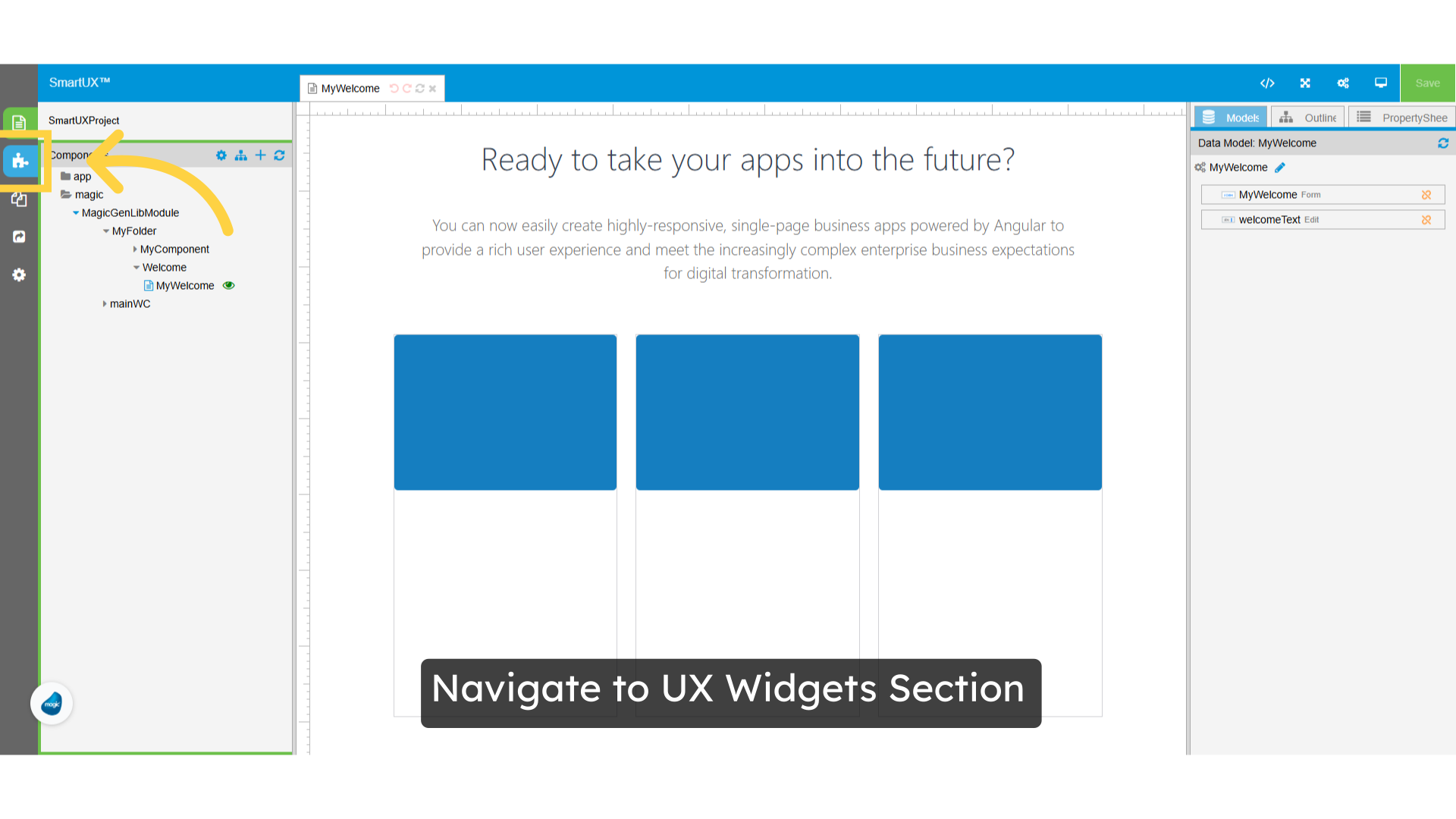 Navigate to UX Widgets Section