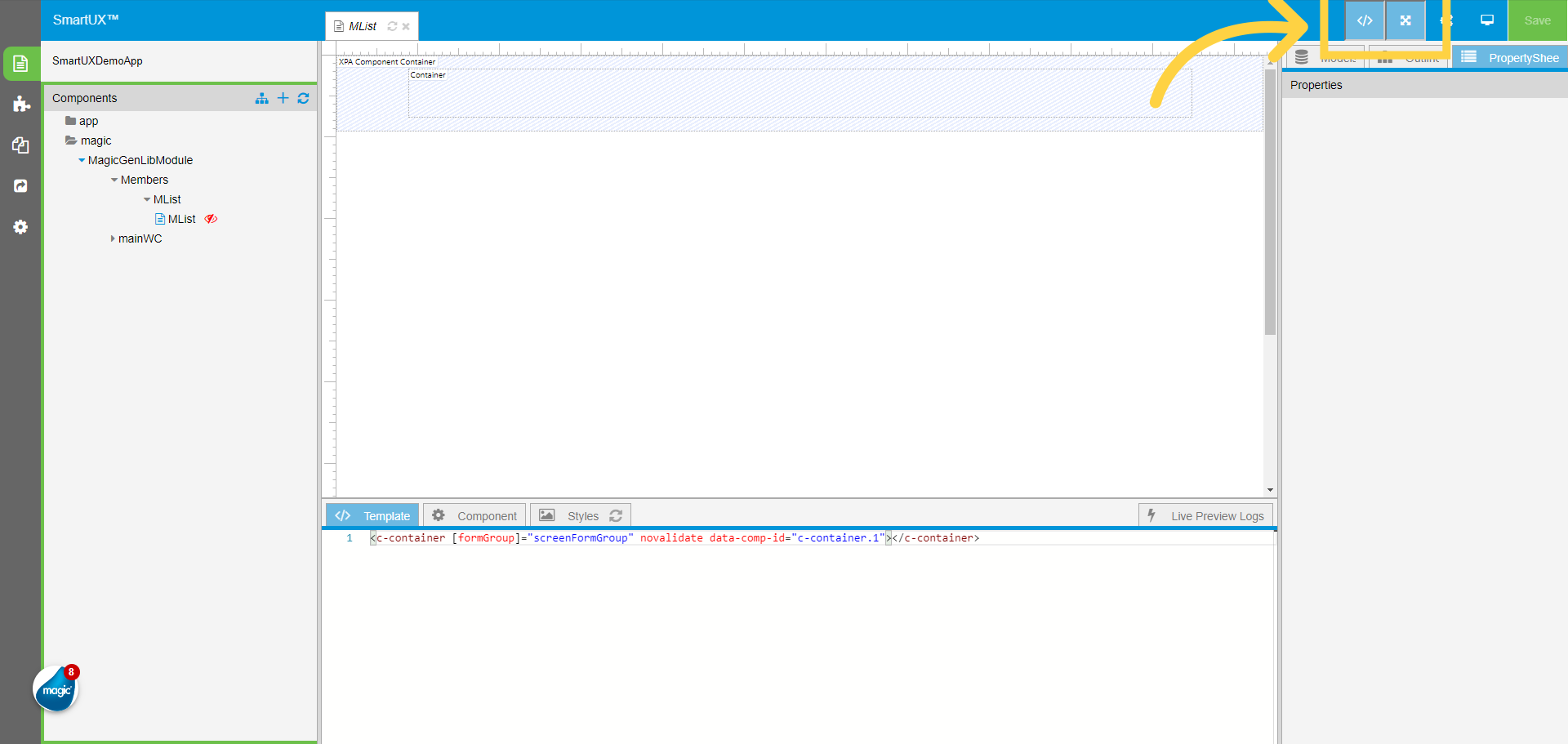 Enable Expanded View and View Code