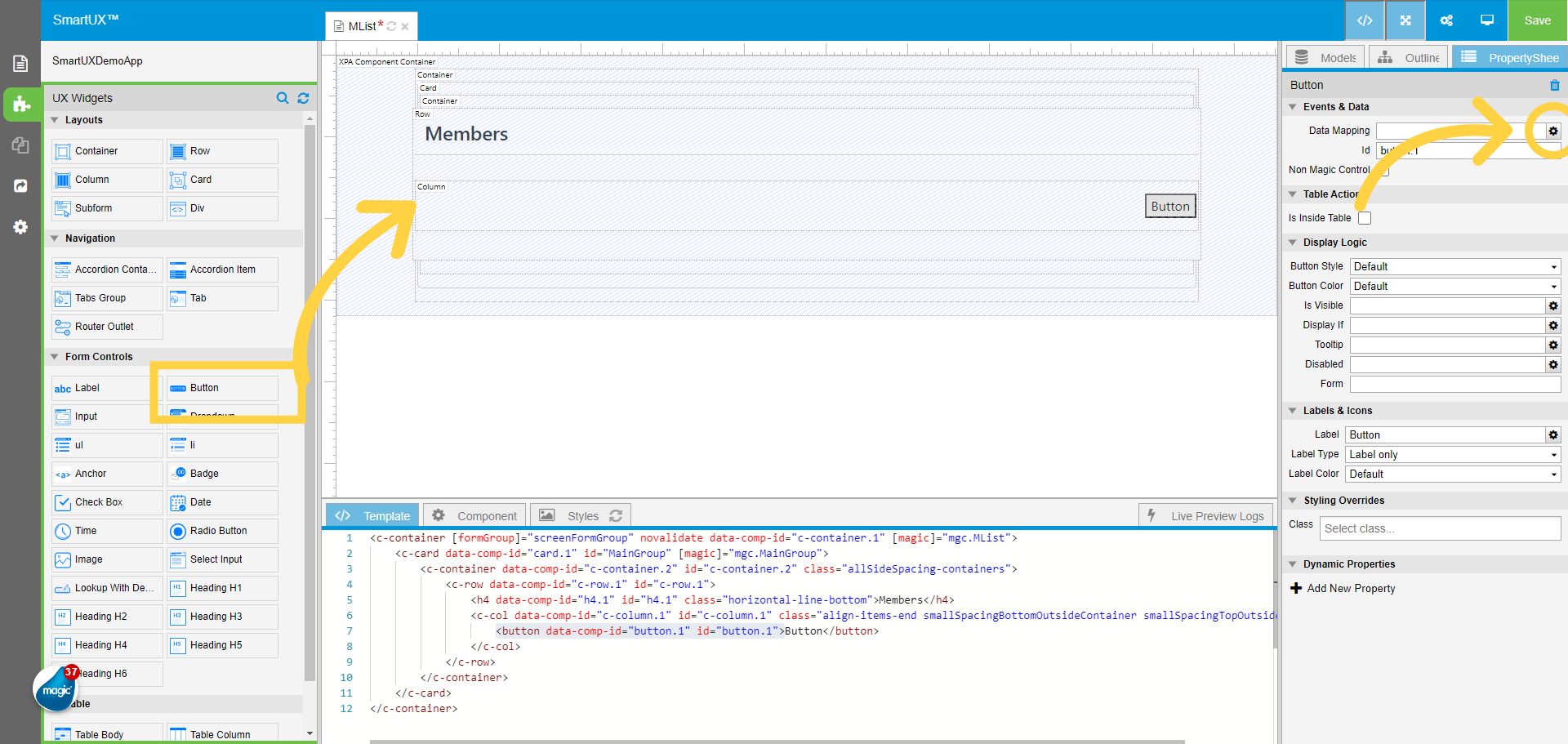 Add Create Member Button to the Column