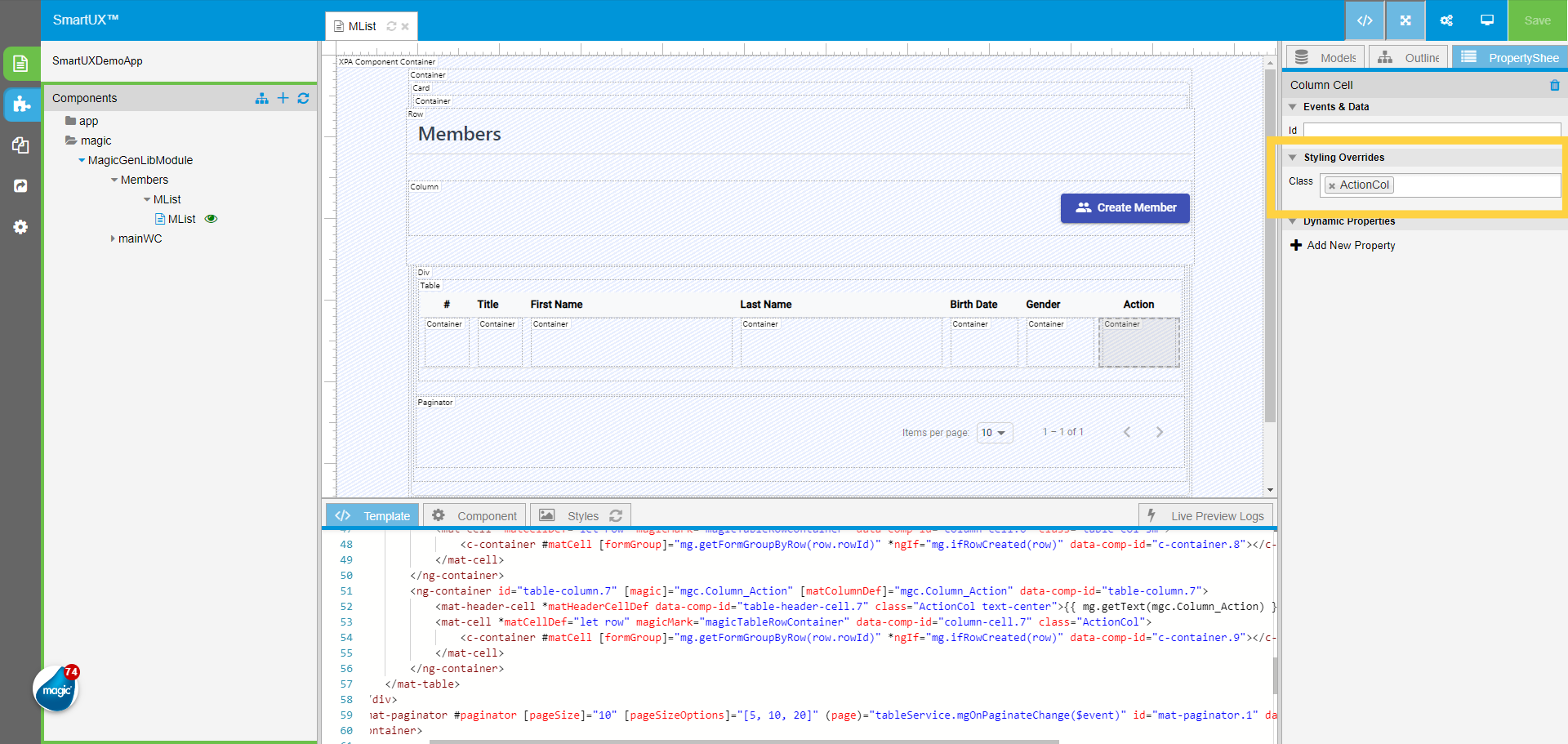 Seventh Column Cell Class Property