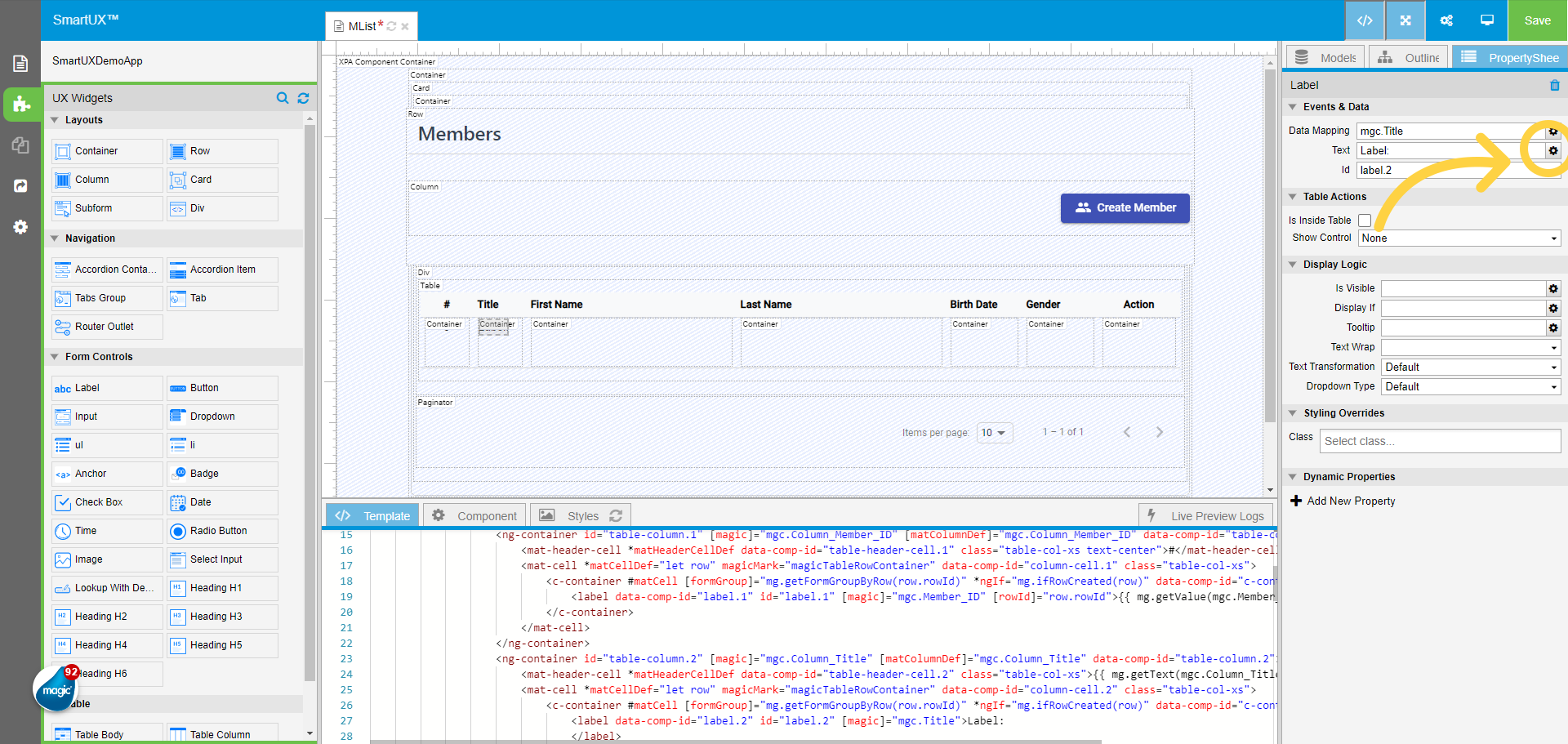 Map Text property with mg.getValue function for Title