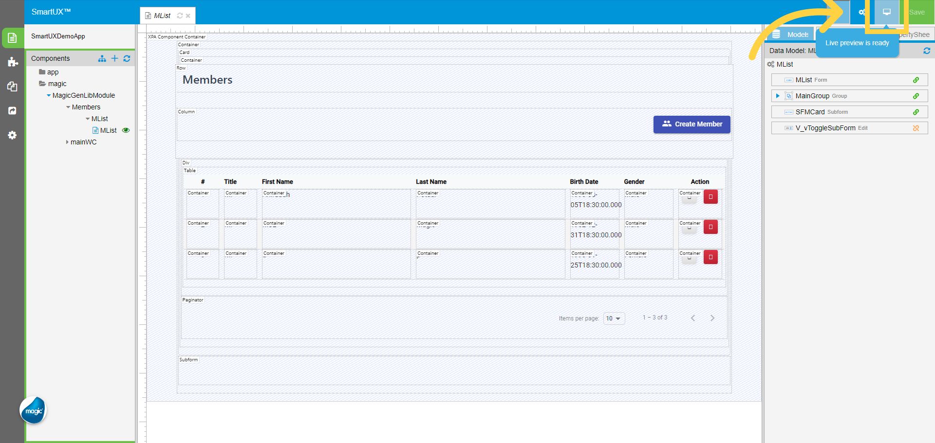 Enter in Live Preview