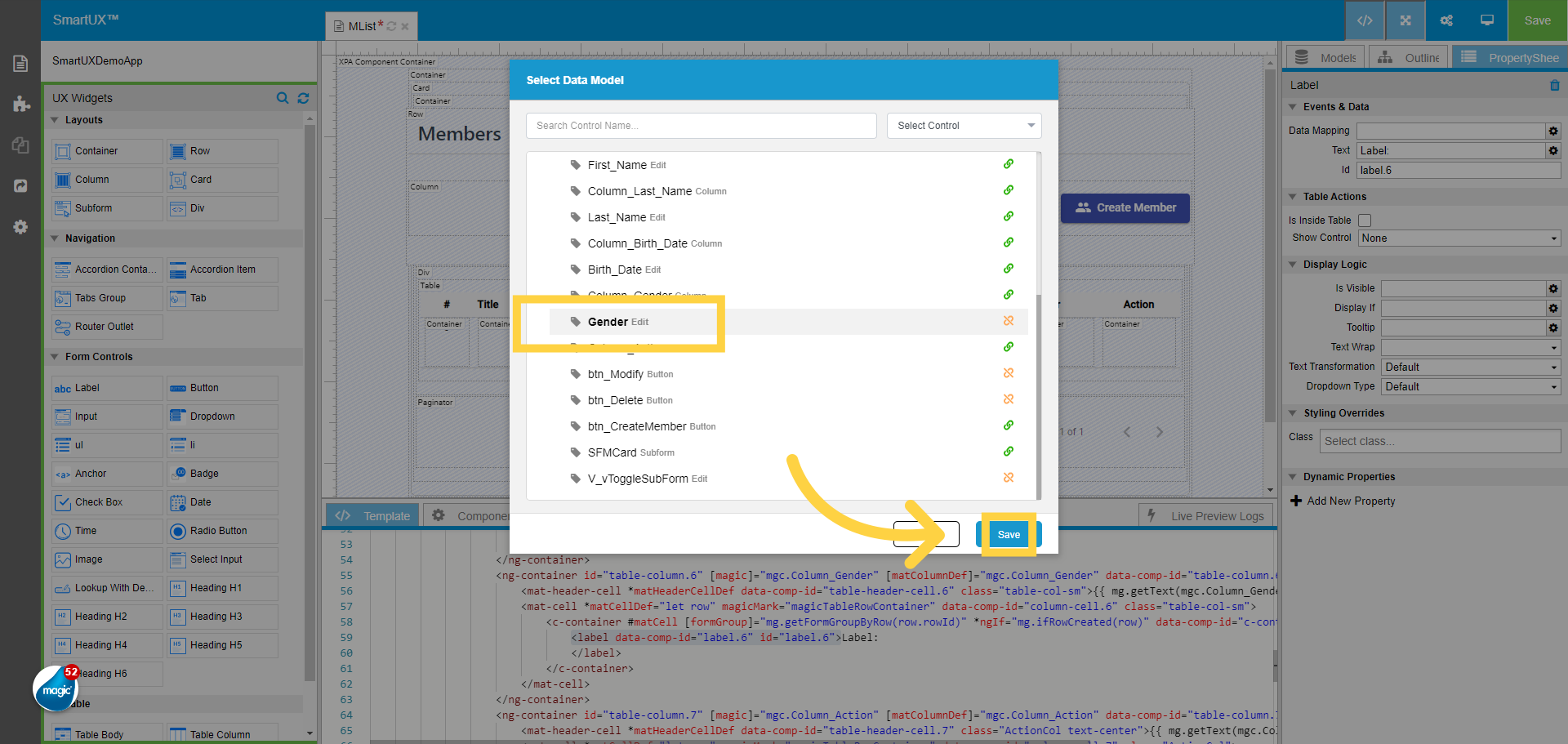 Data Mapping for Gender Label Widget