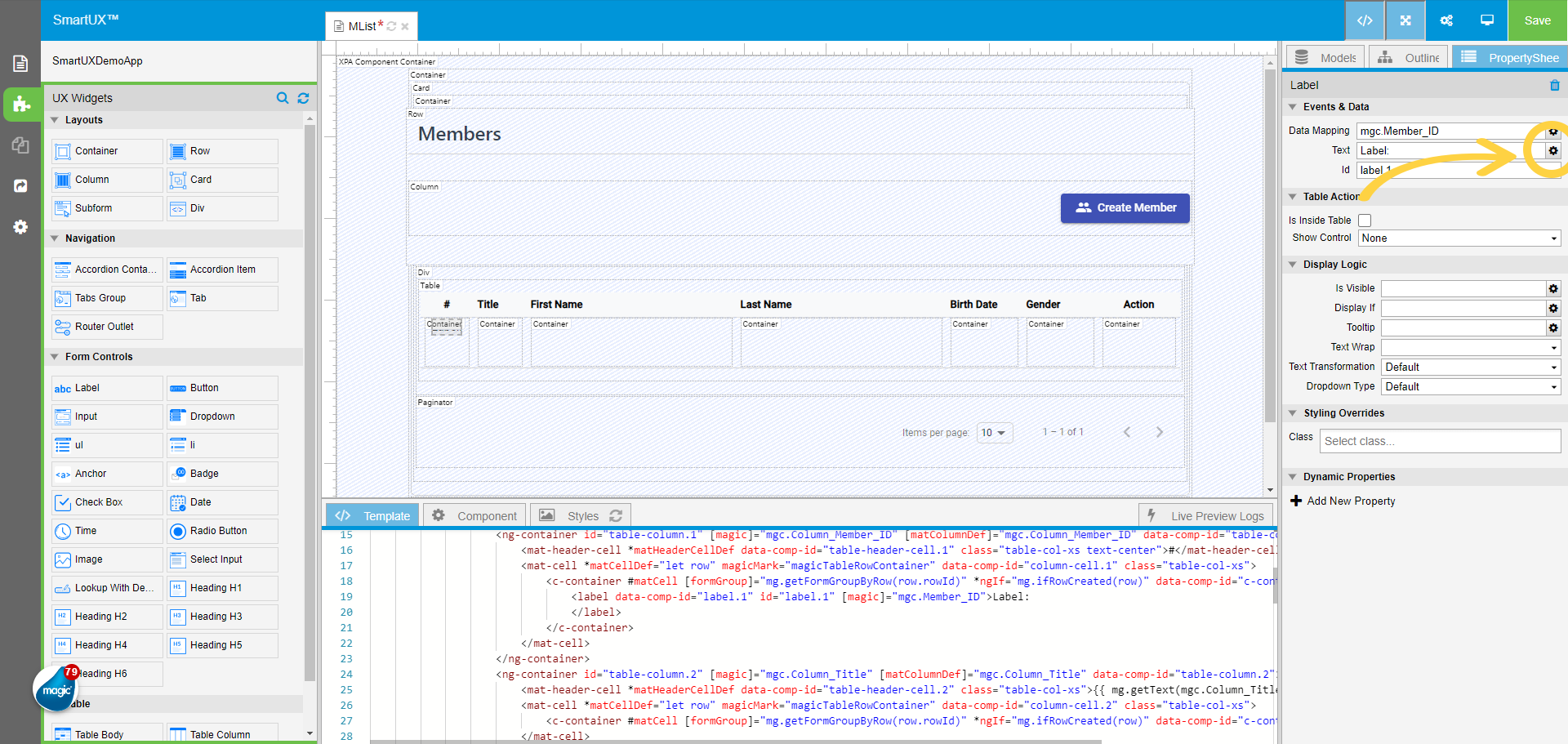 Map Text property with mg.getValue function for Member_ID
