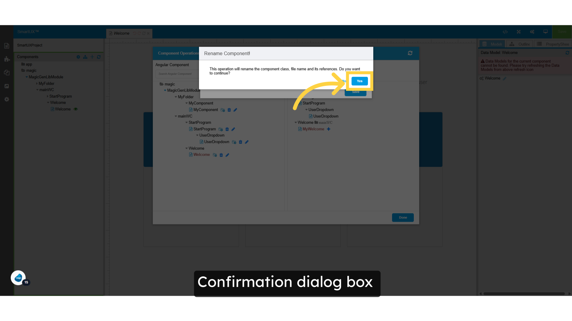 Confirmation dialog box