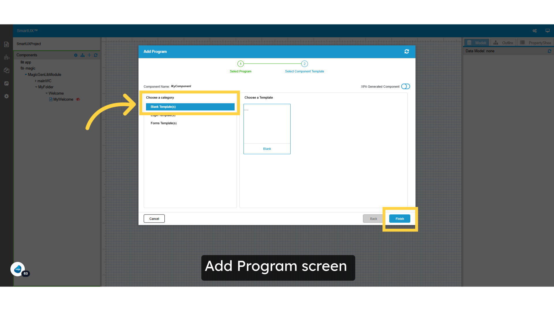Add Program screen