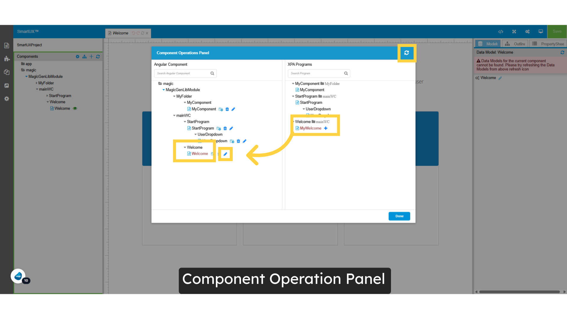 Component Operation Panel