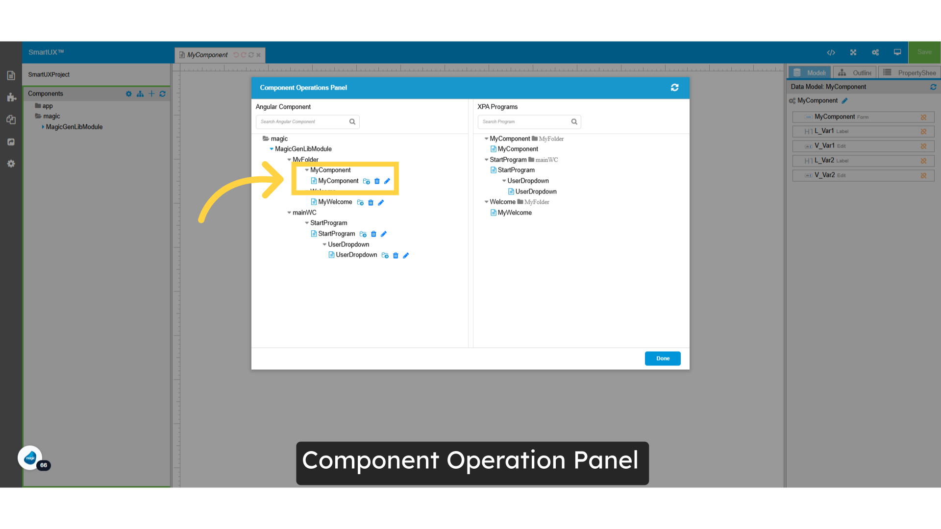 Component Operation Panel