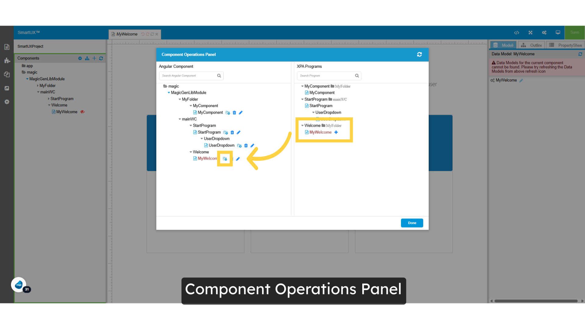 Component Operations Panel