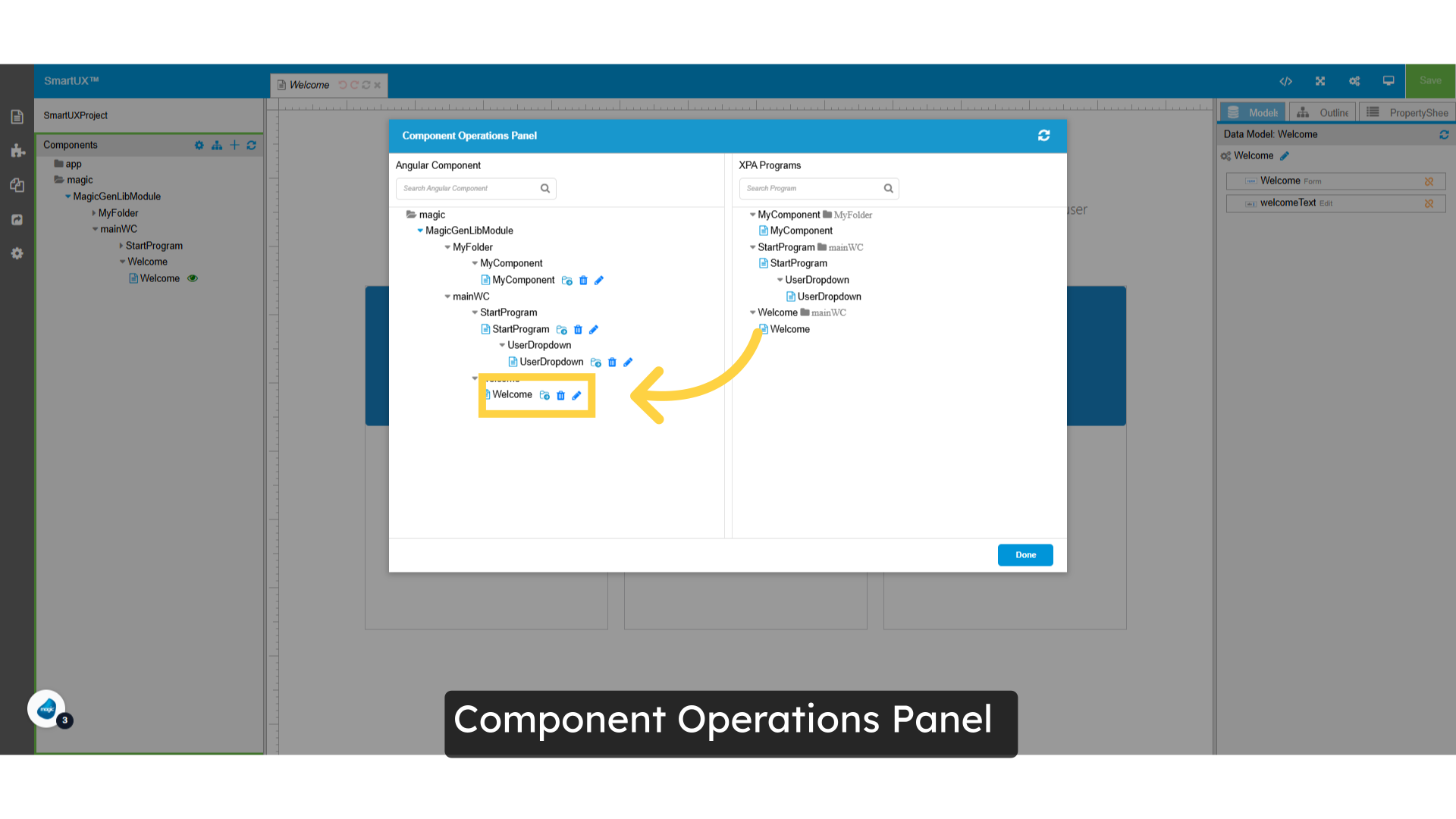 Component Operations Panel