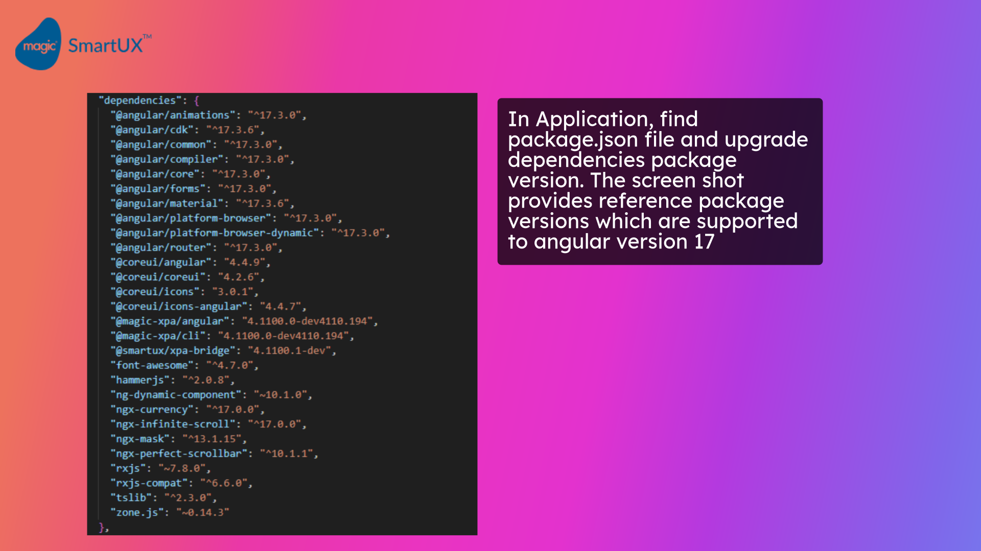 Updating package JSON for dependencies