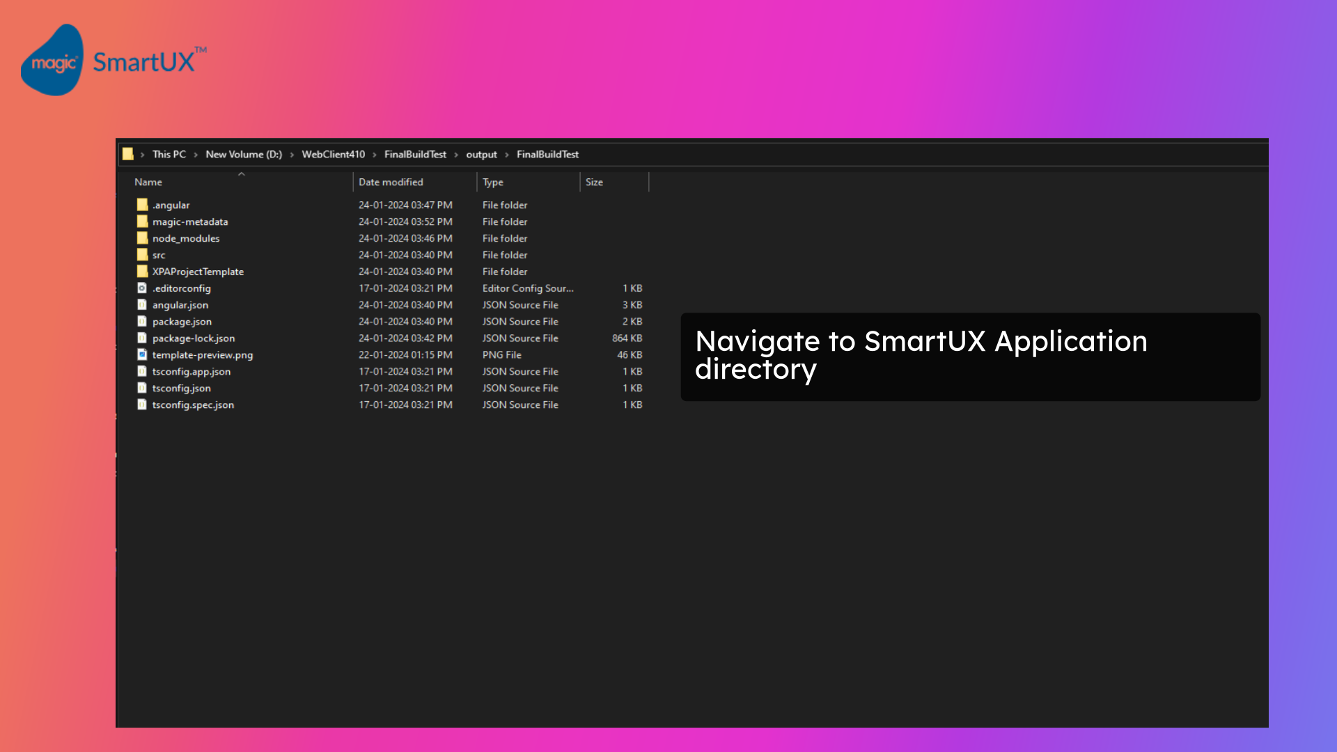 Navigate to Application directory