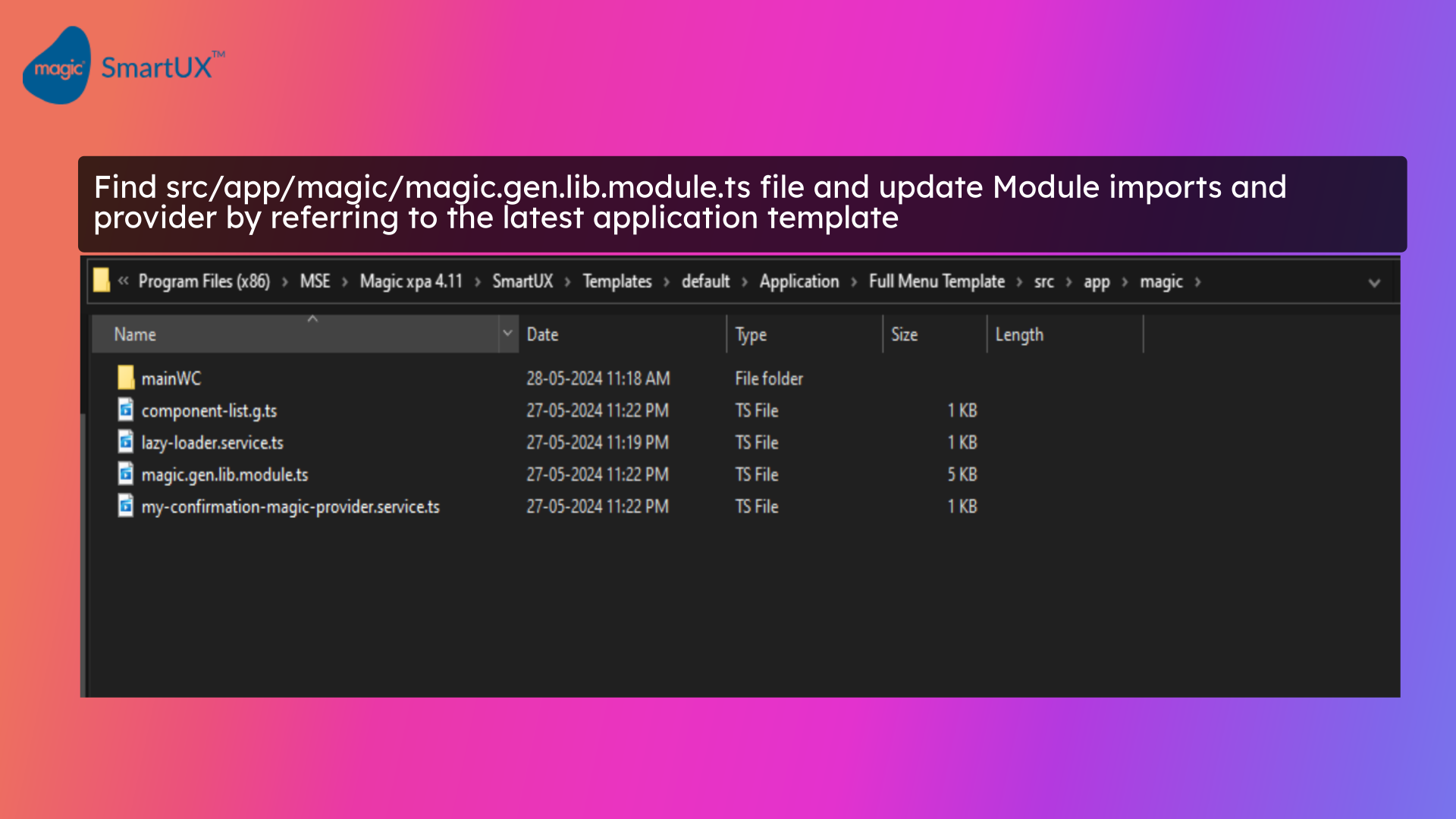 Update app module and magic.gen.lib.module.ts