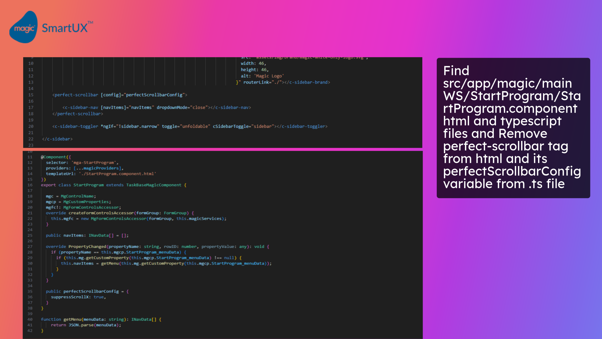 Updating StartProgram component