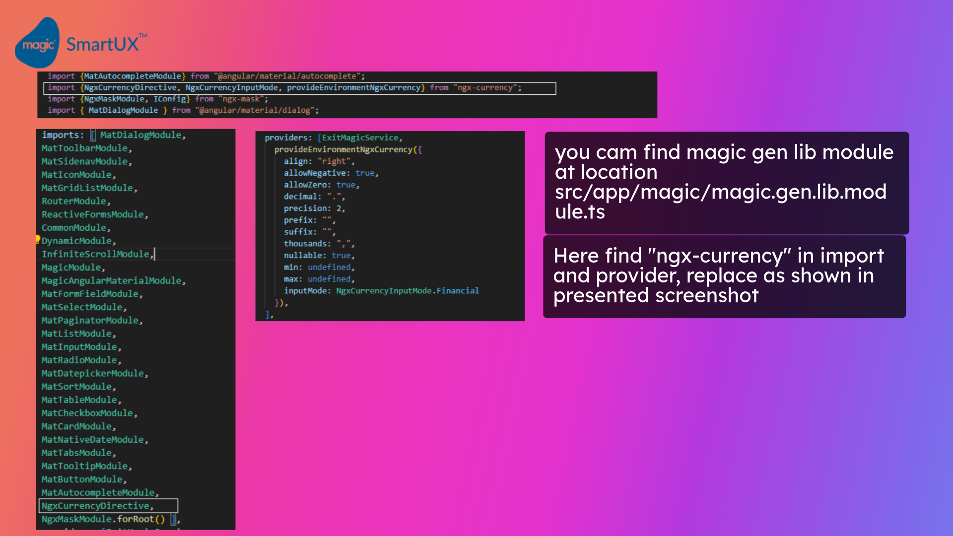 Module and provider changes for magic gen lib module 
