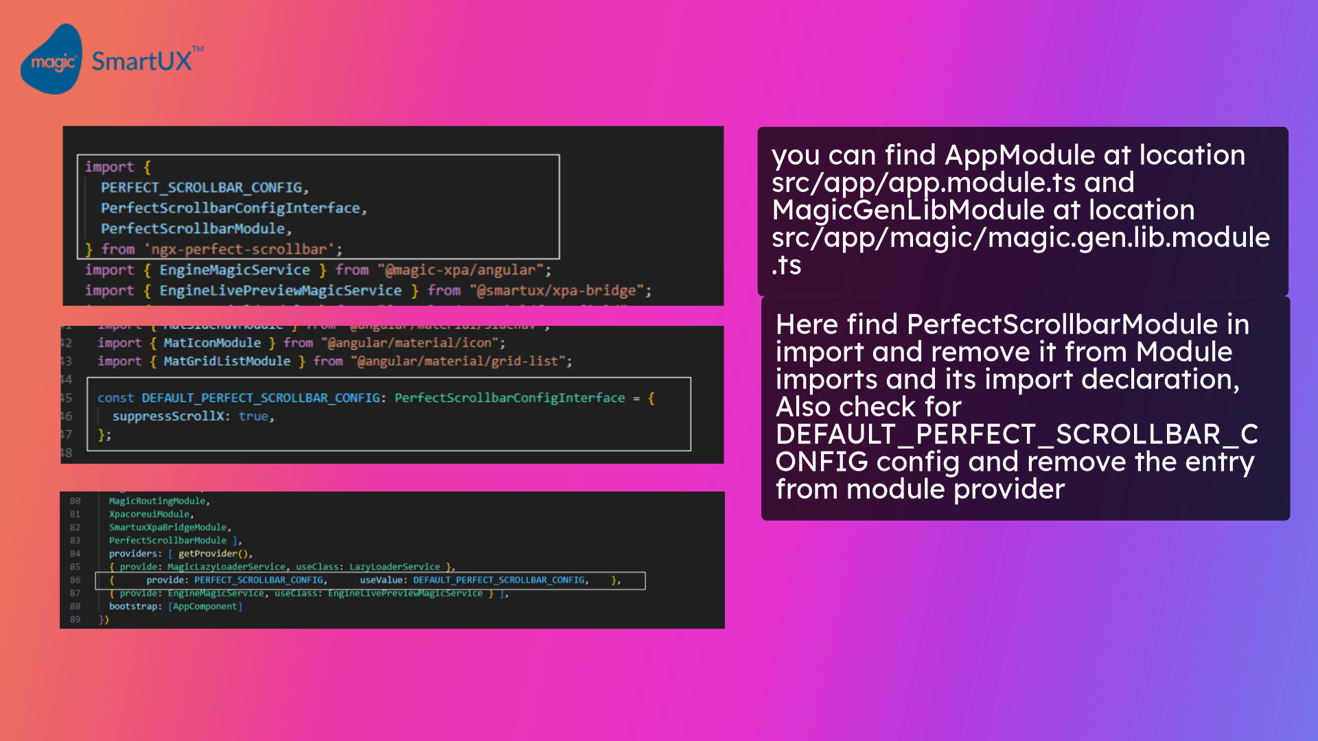 Module and provider changes for app module 