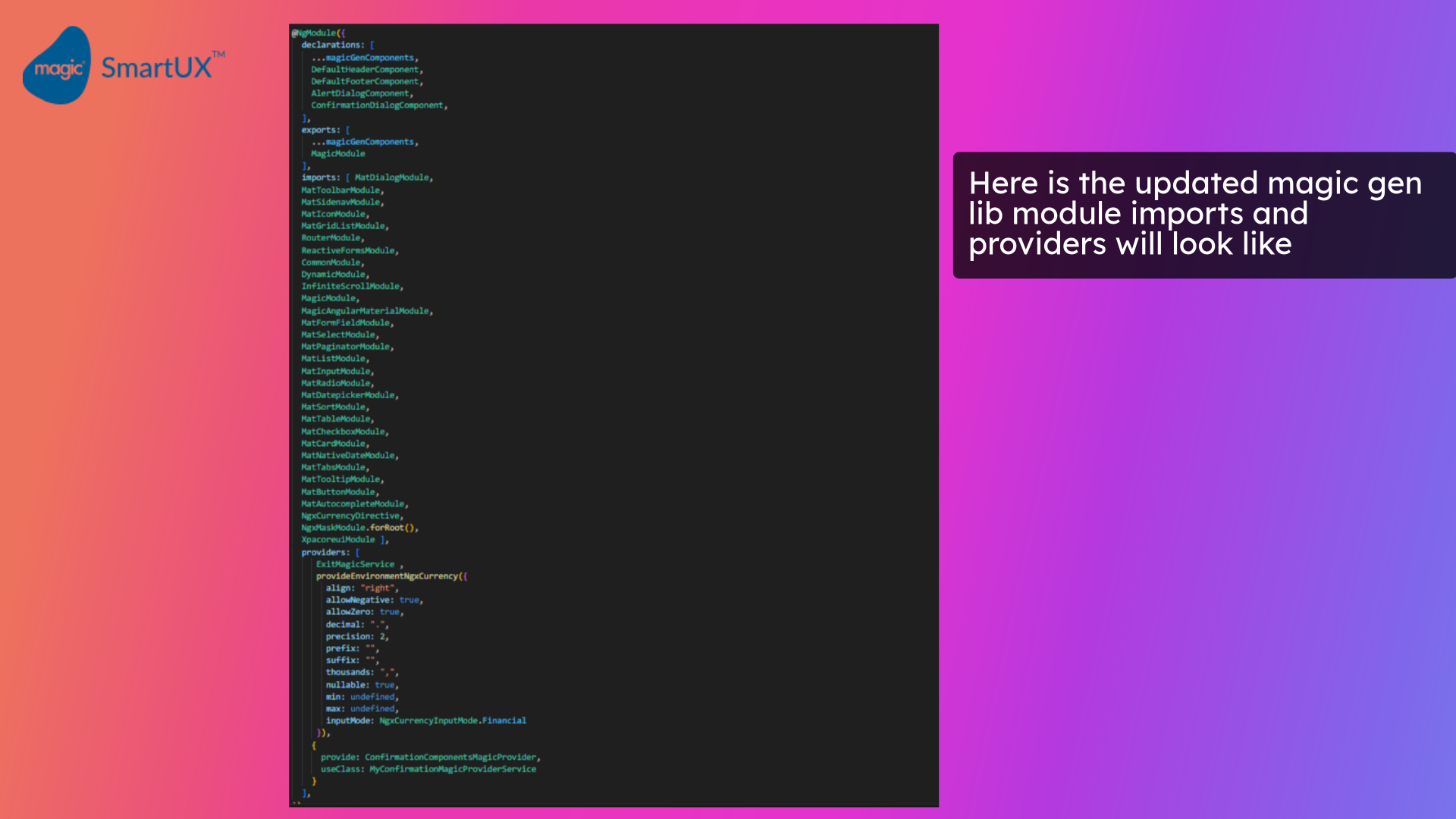 Magic gen lib module changes