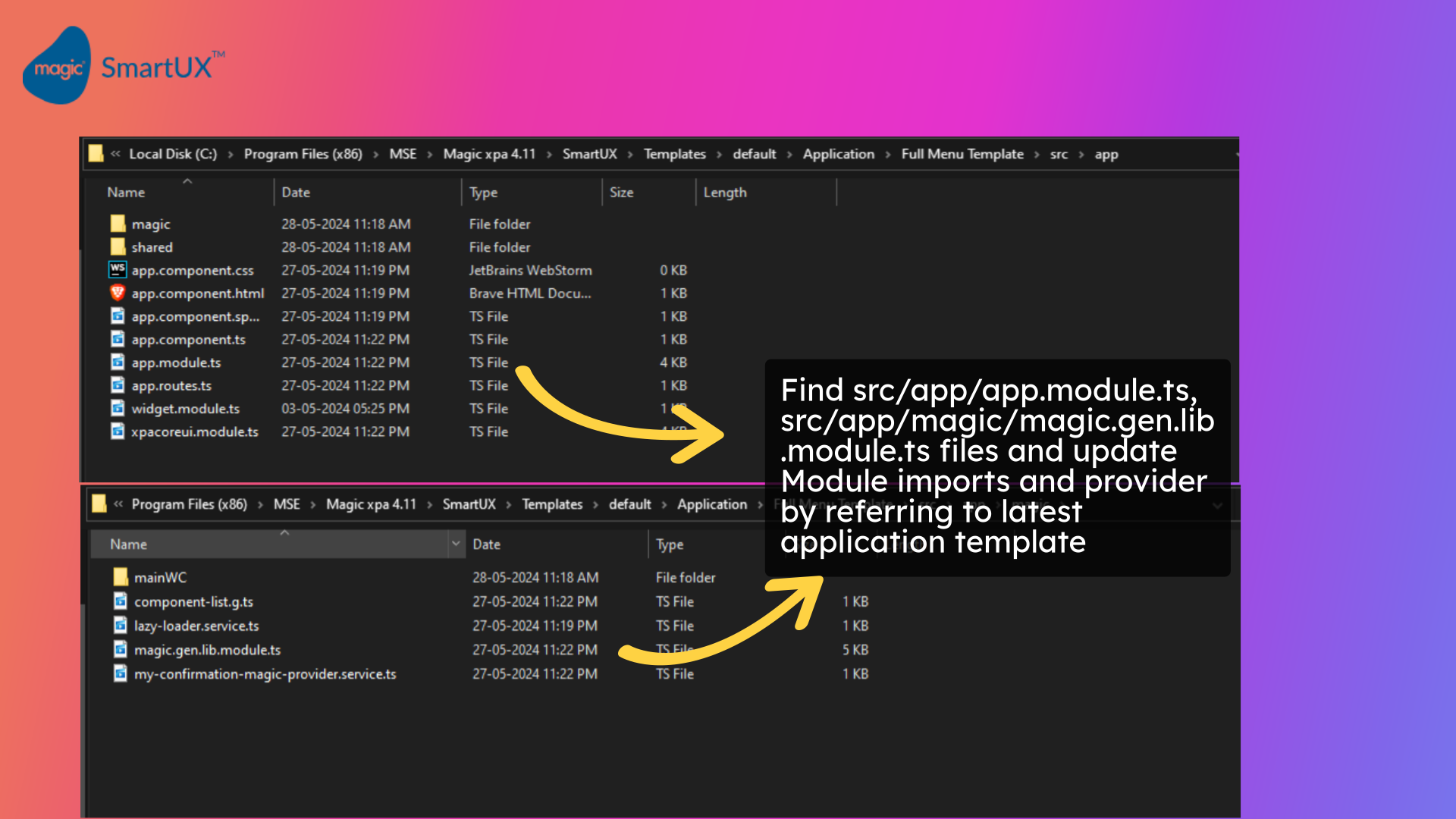 Update app module and magic gen lib module 