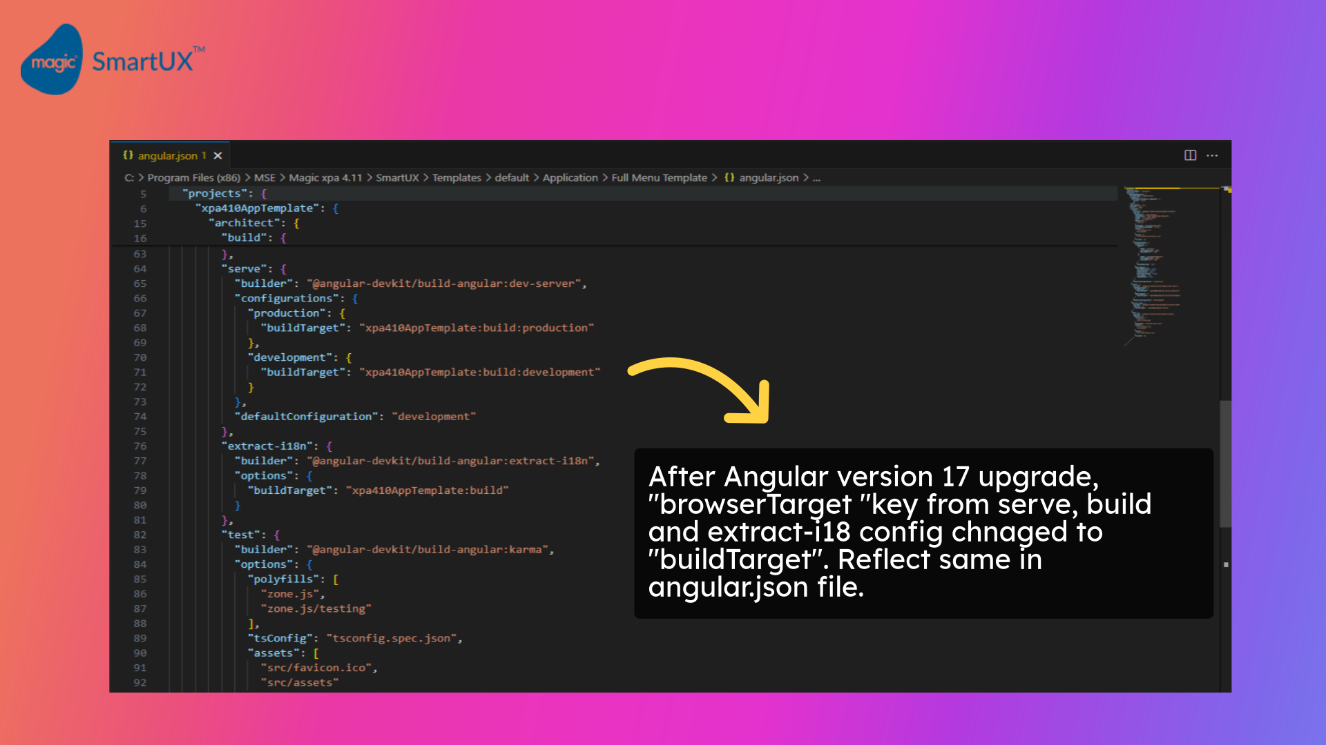 Updating angular JSON