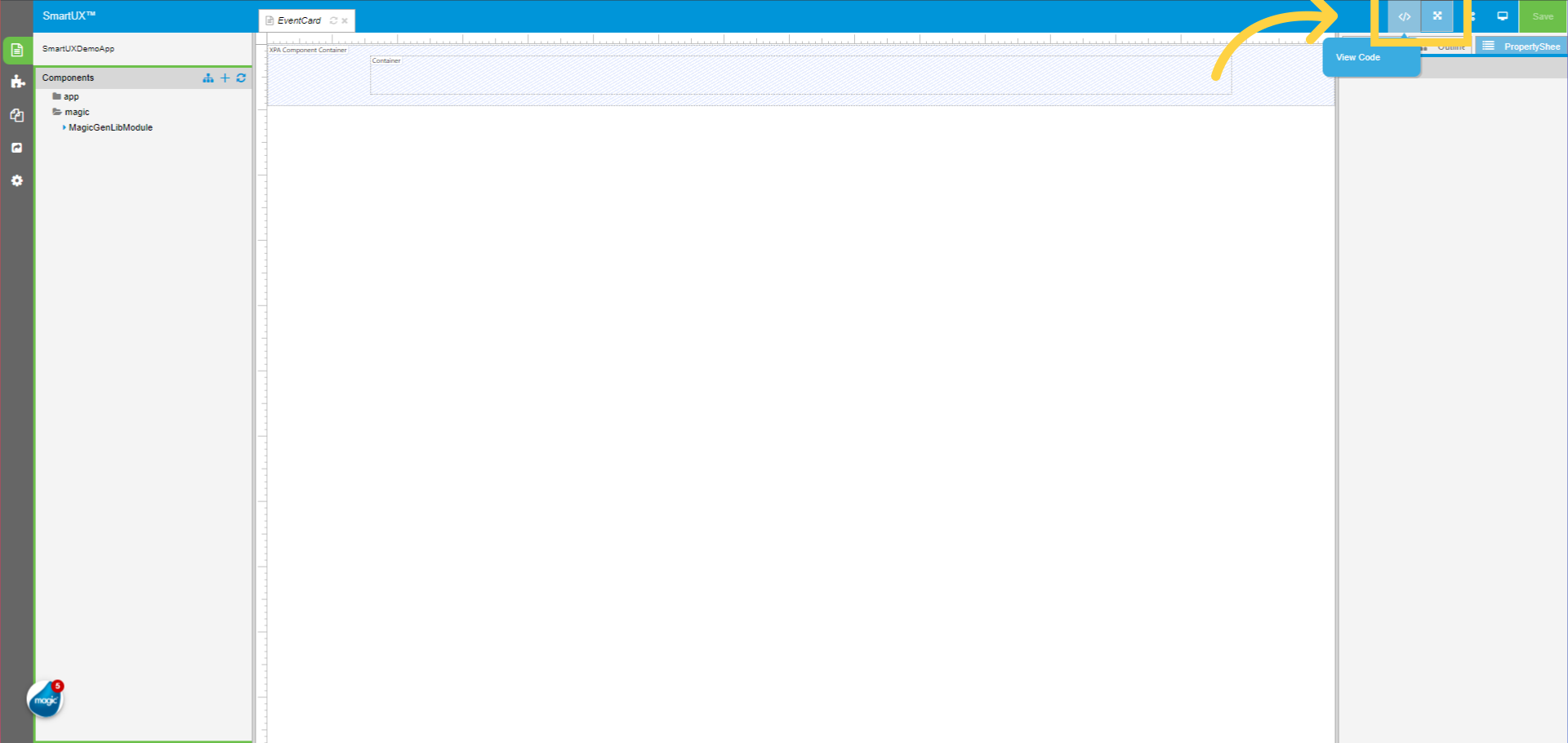 Enable Expanded View and View Code for EventCard Component