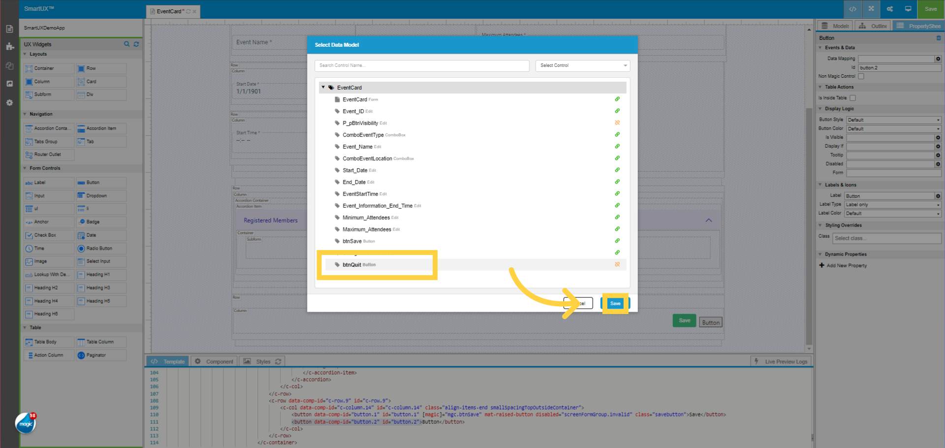 Map Button widget with btnQuit