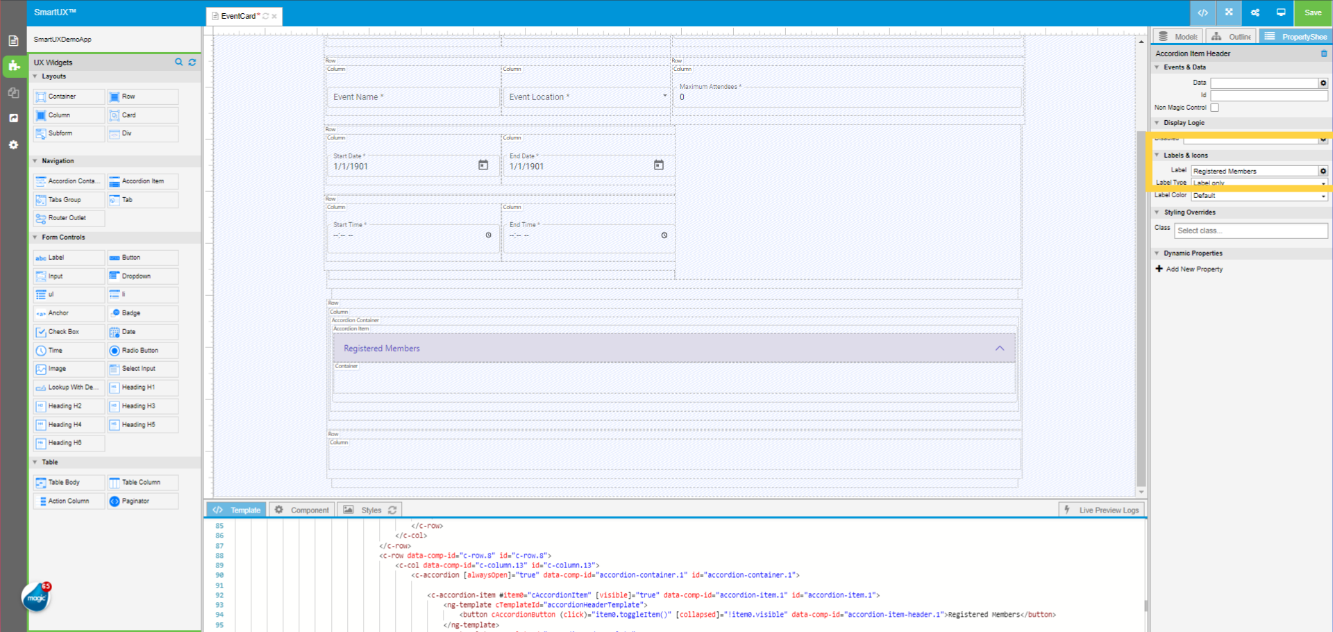 Change the Label of Accordion Button