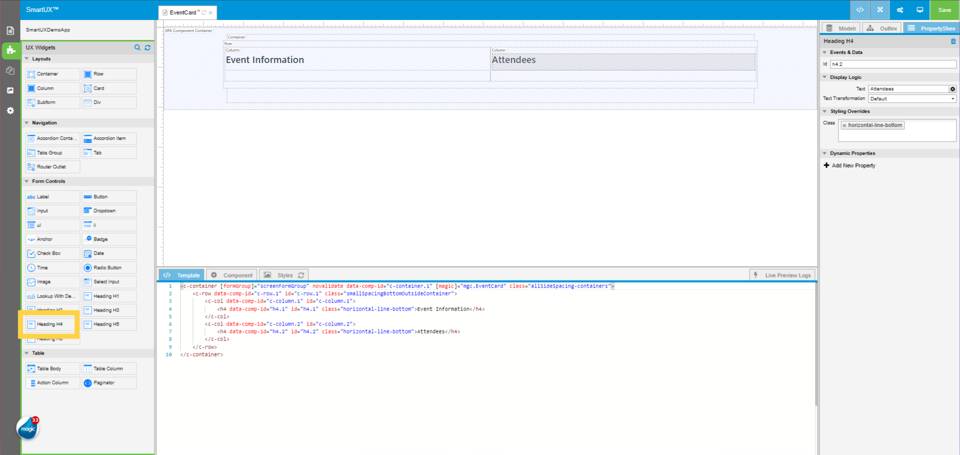 Add Heading to the Second Column widget