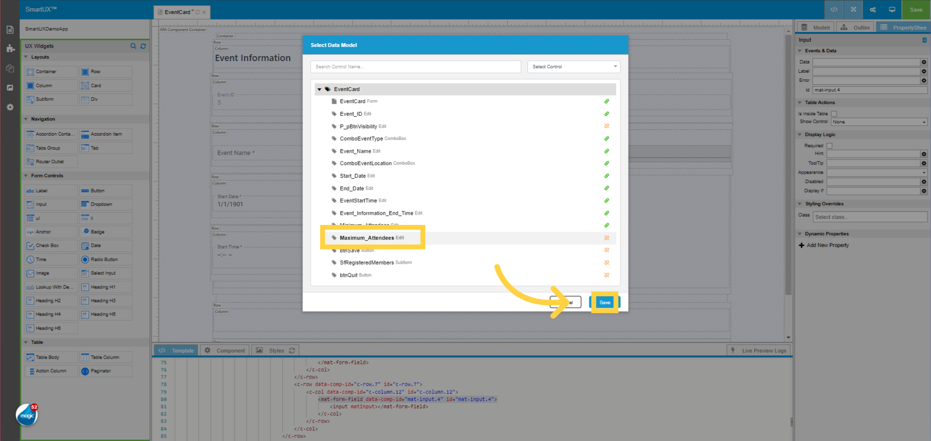 Map Input widget with Maximum_Attendees