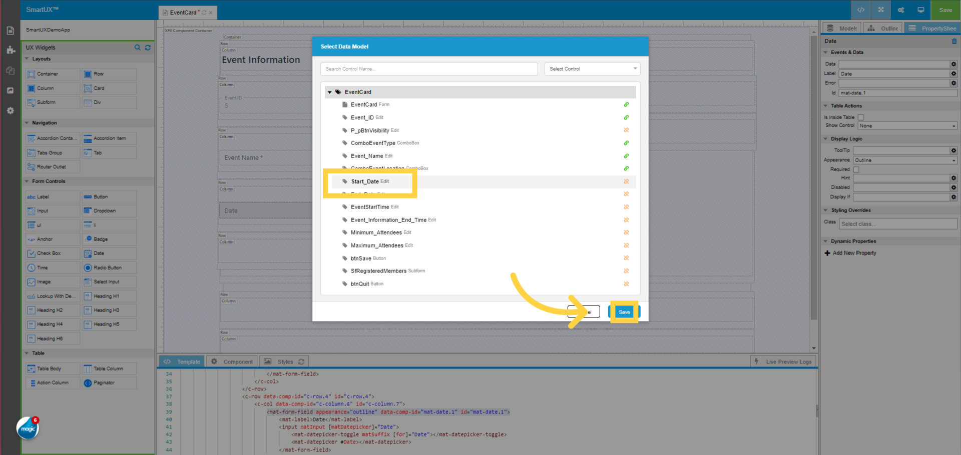 Map Date widget with Start_Date