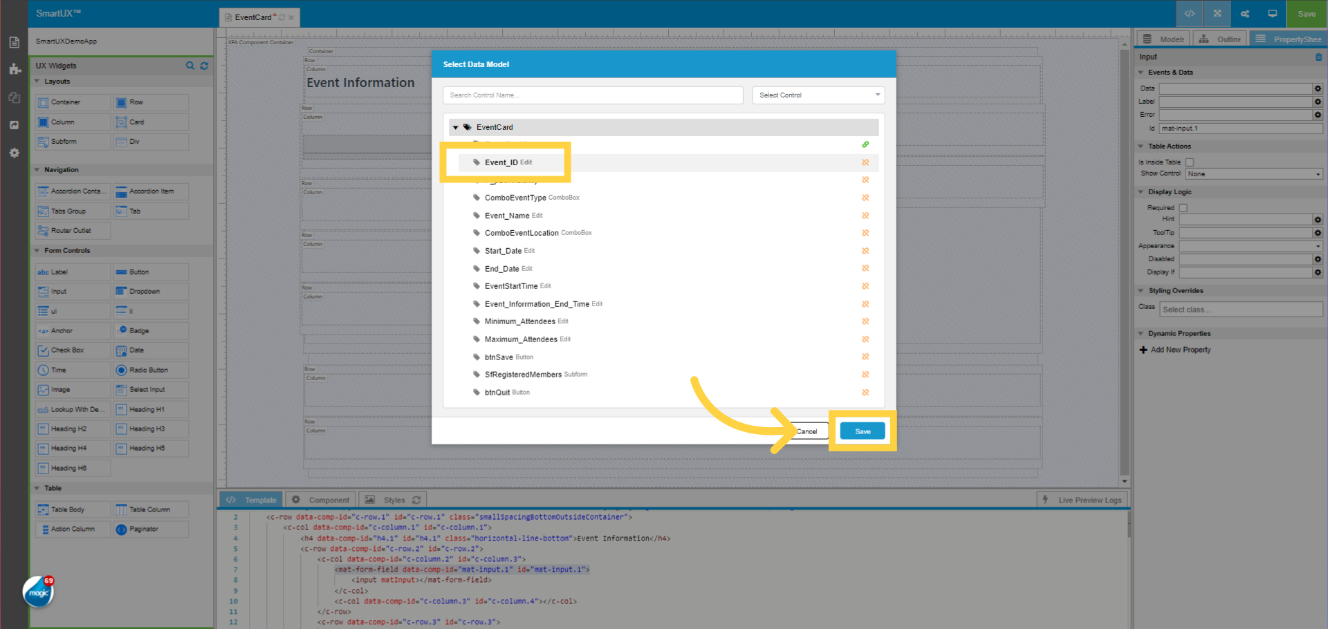 Map Input widget with Event_ID