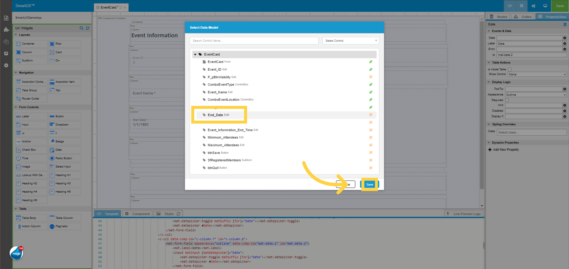 Map Date widget with End_Date