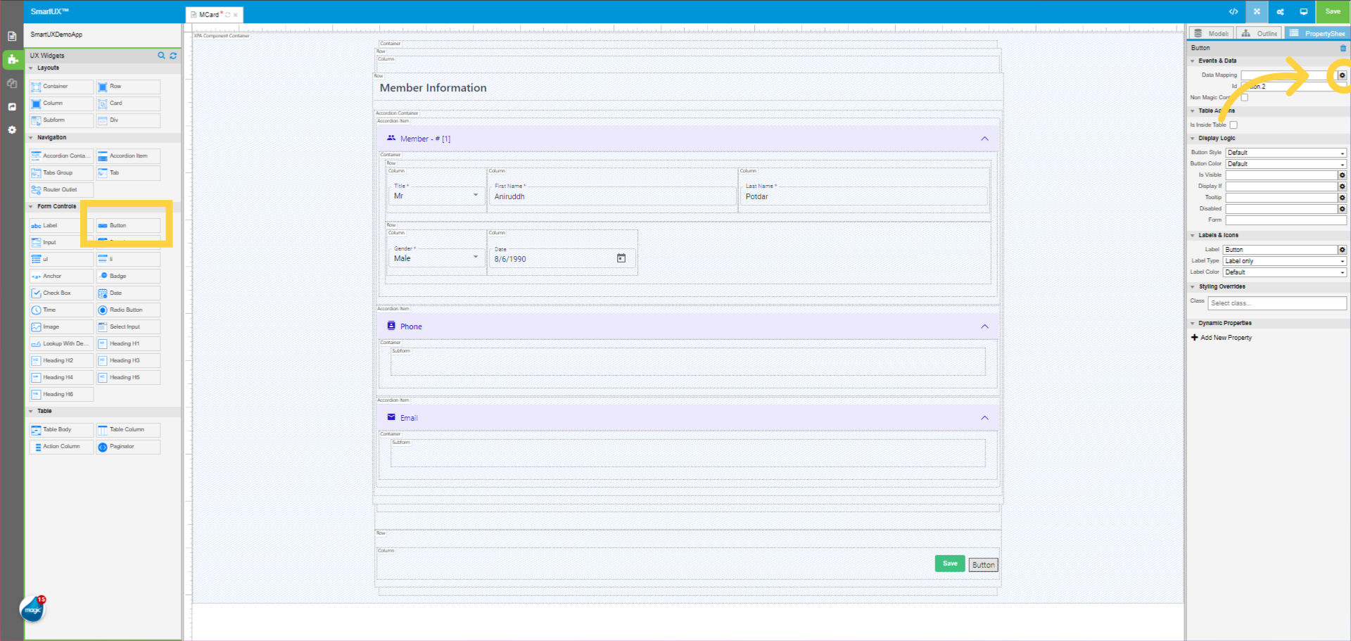 Drag and drop another Button for Cancel operation