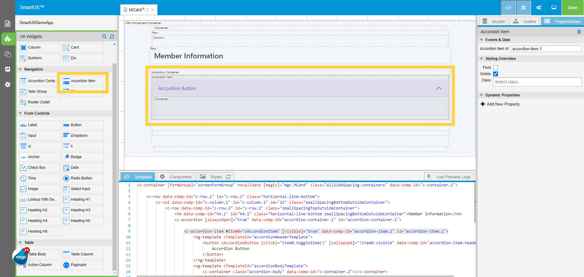 Drag and drop the Accordion Item widget inside Accordion Container