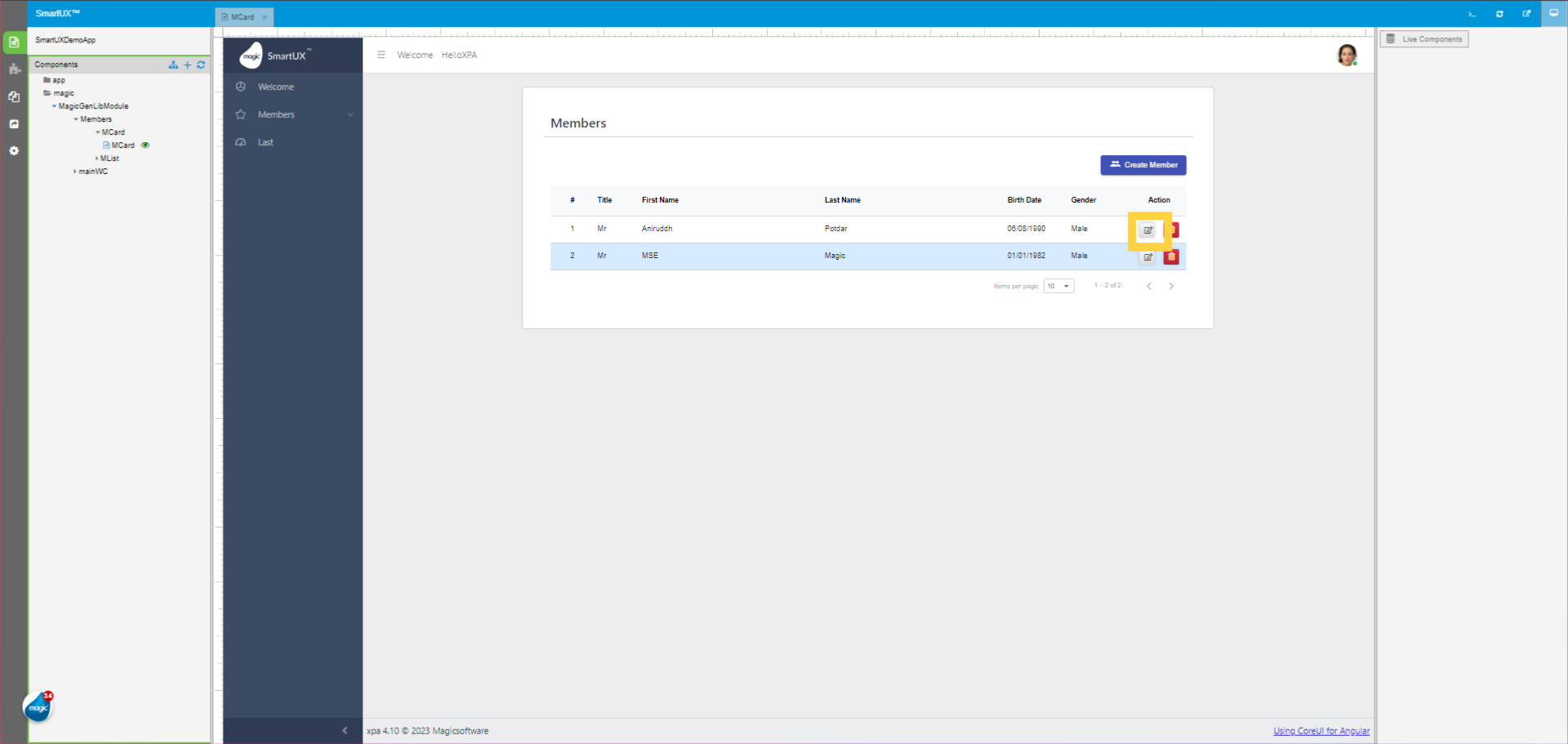 Modify existing Member Information