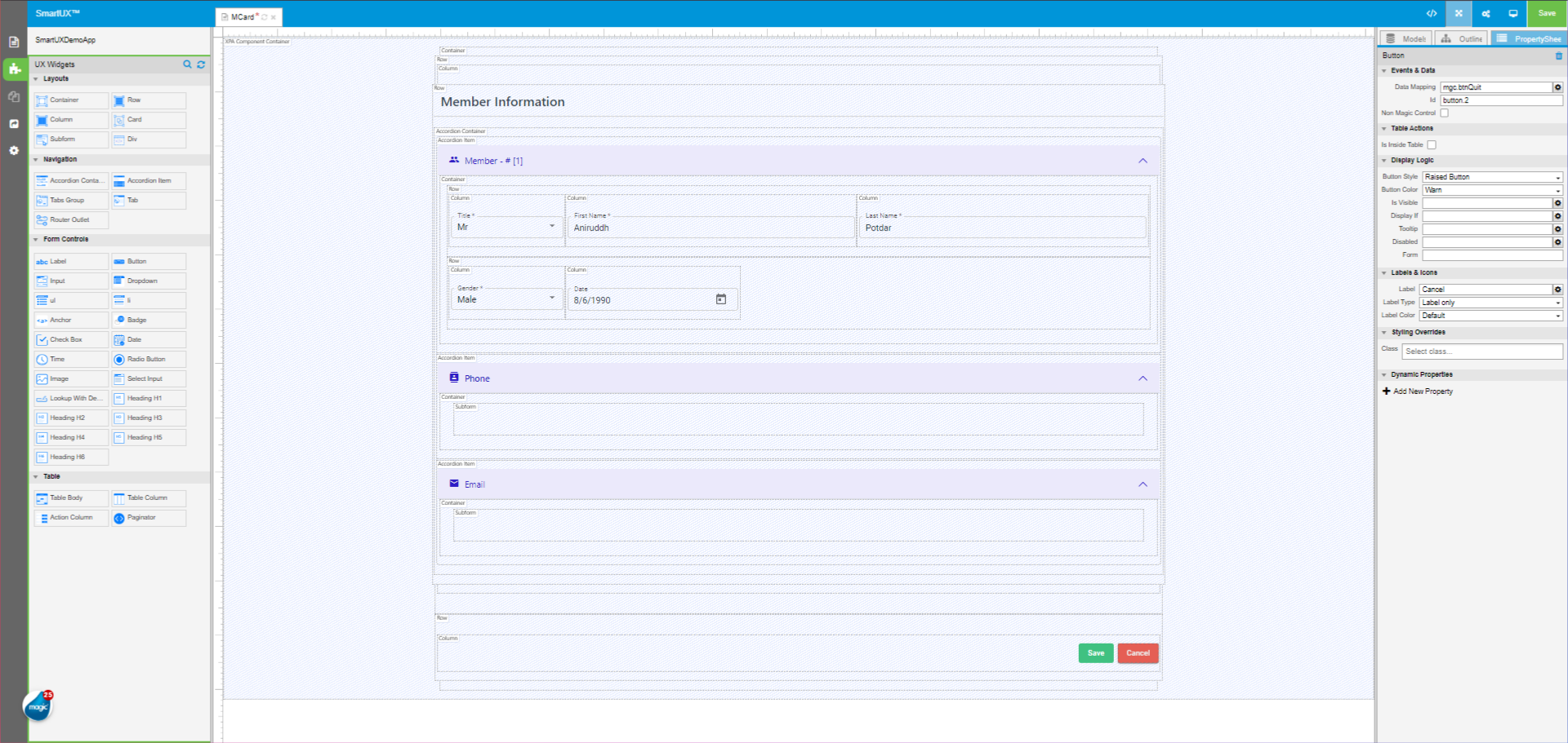 Set Properties of Cancel button