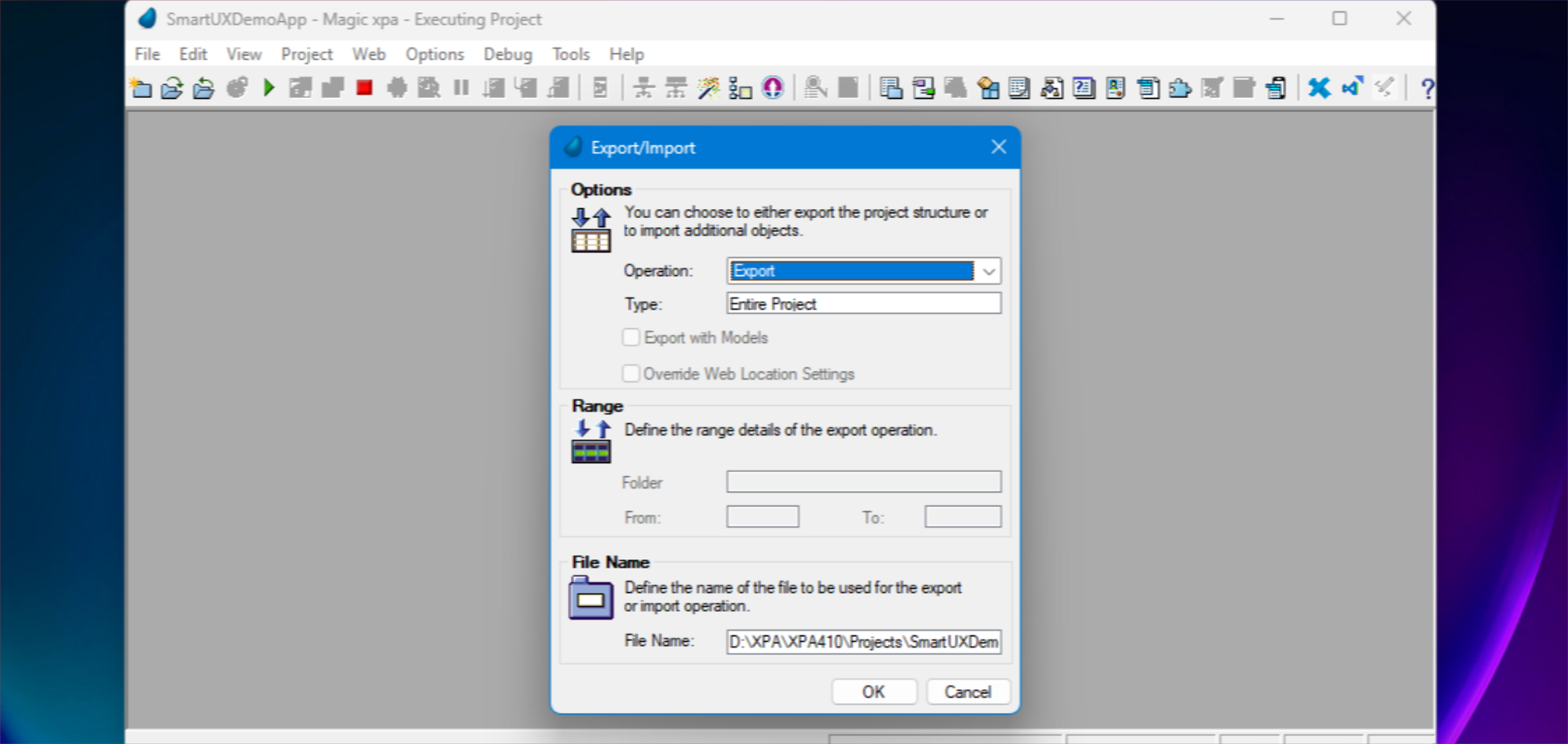 Export/Import Window