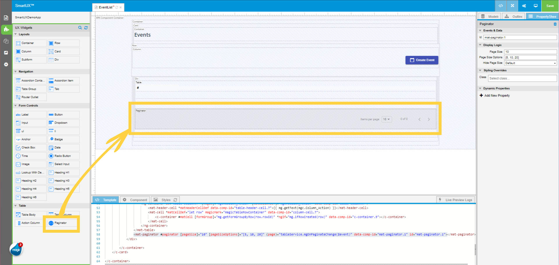 Add the Paginator to the Table
