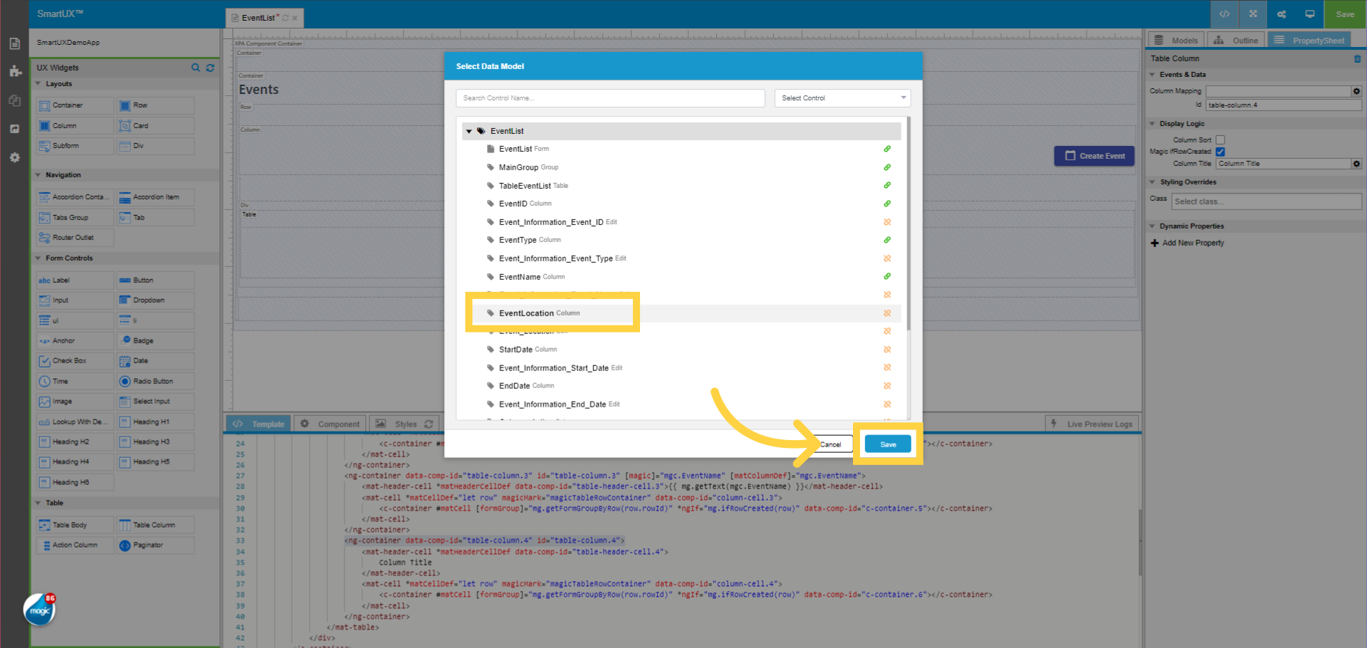 Column Mapping “EventLocation”