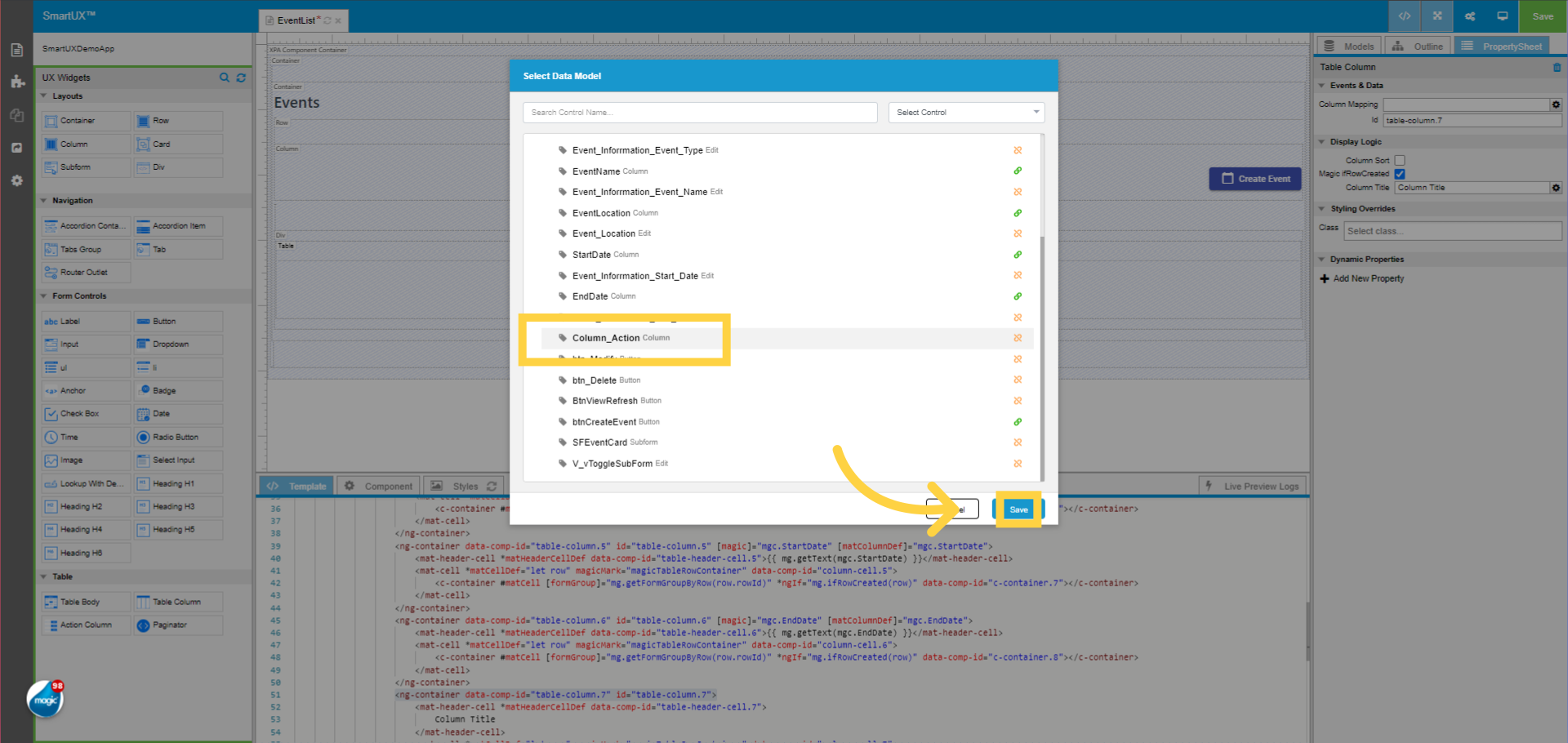 Column Mapping “Column_Action”