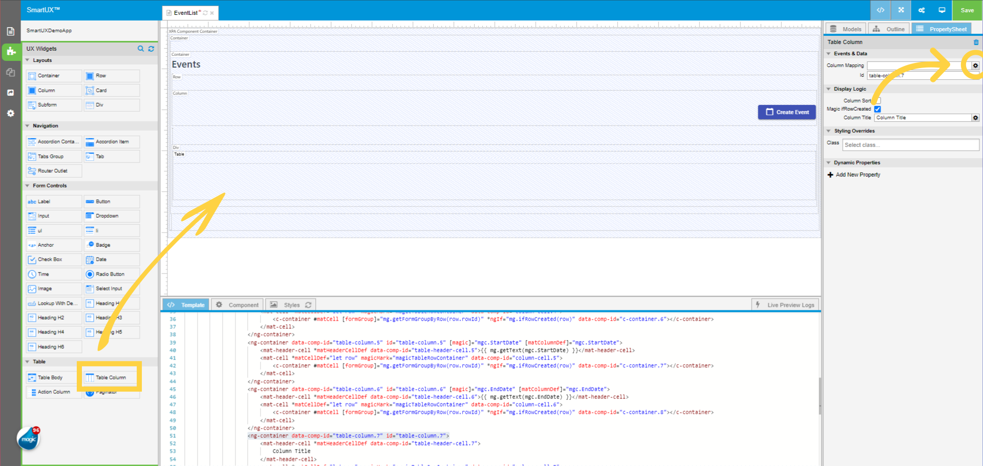 Drag and Drop the Seventh Column for “Column_Action”