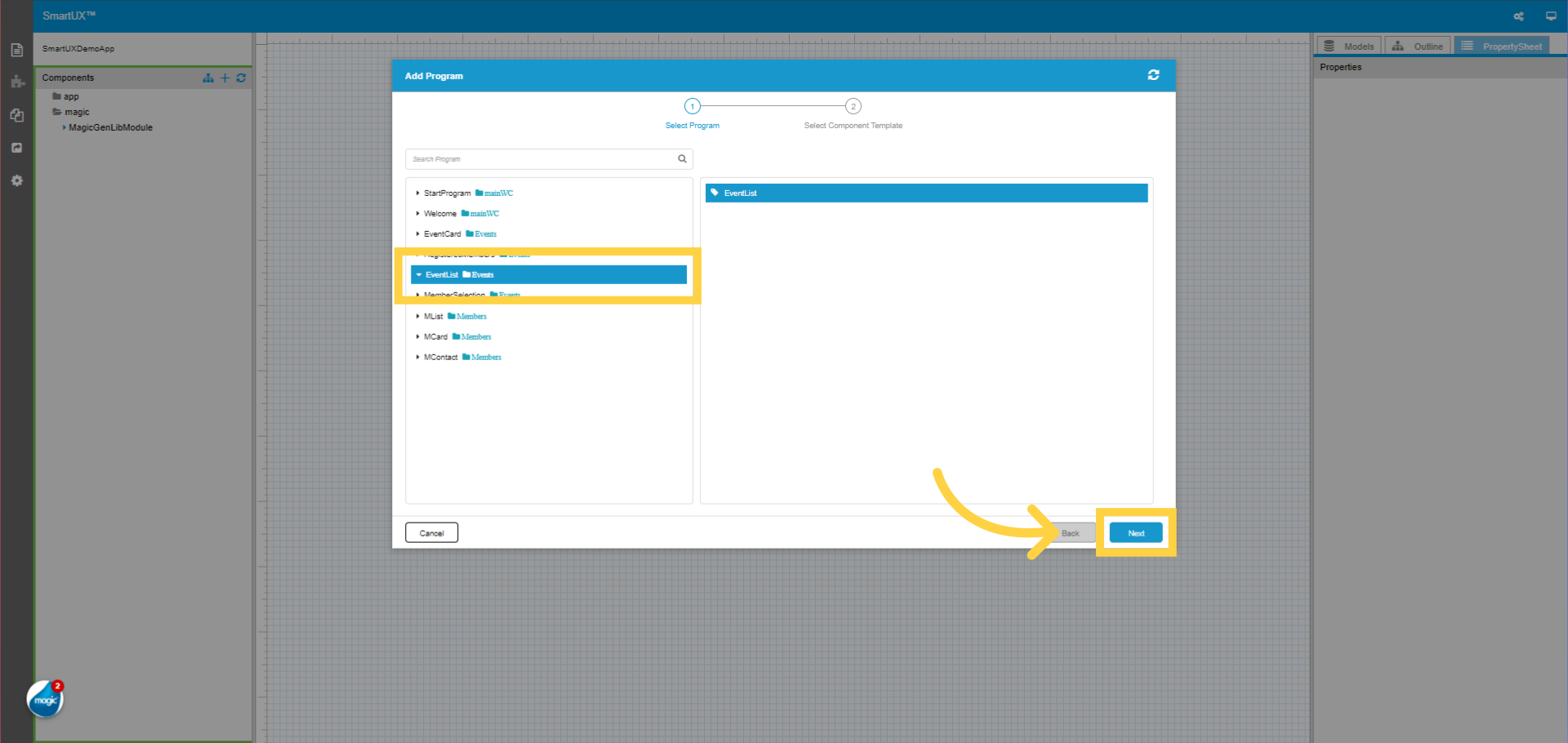 Select Event List Program
